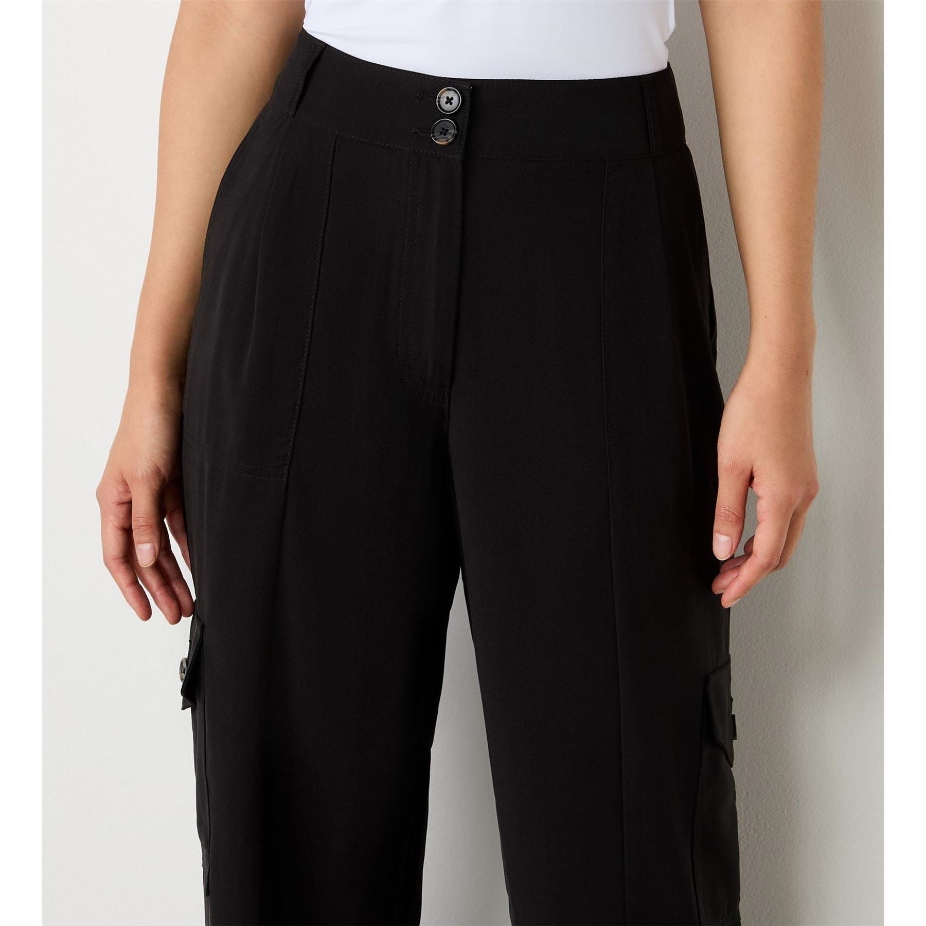 Finery Solid Straight Cargo Trousers