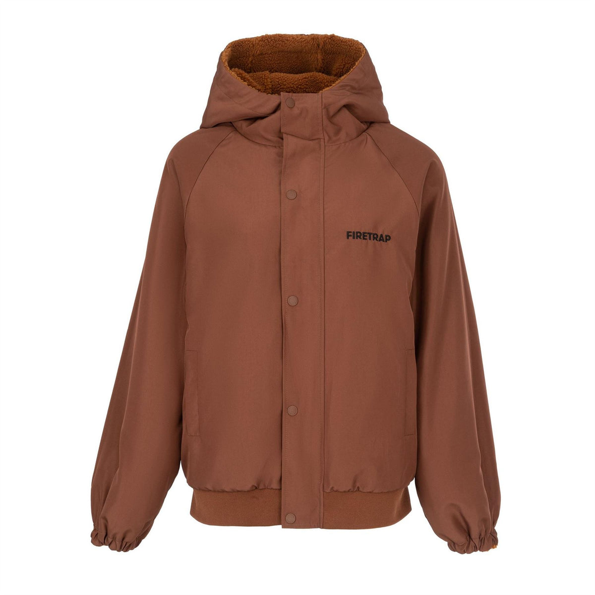 Firetrap Reversible Sherpa Fleece Hooded Full Zip Long Sleeve Teddy Coat