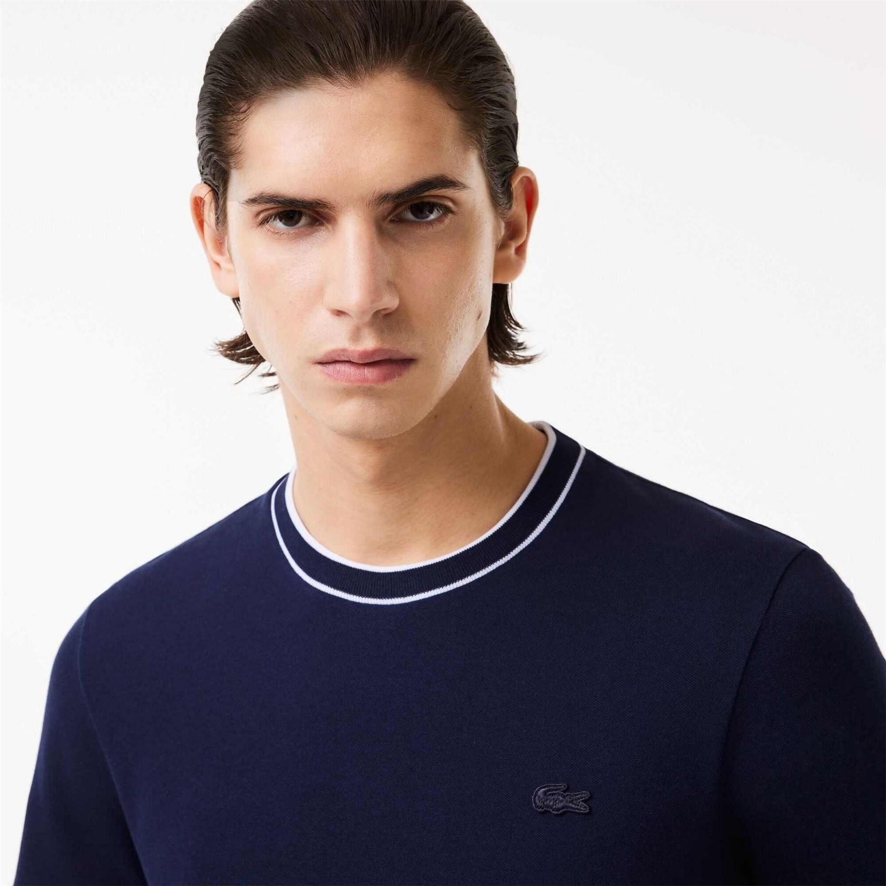 Lacoste Pique Stripe Collar T-Shirt