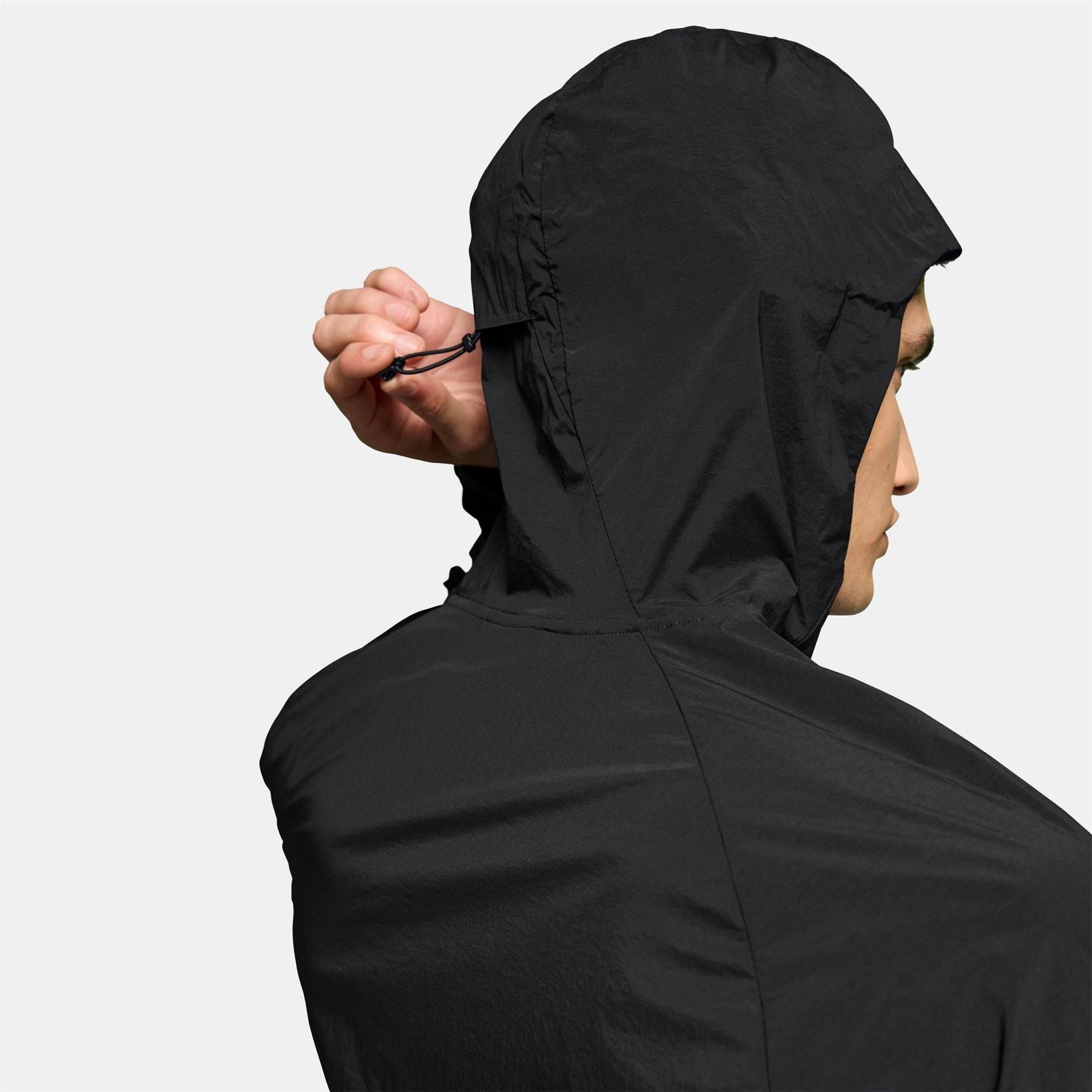 On Run Solid Patterned Hooded Reflective Ribbon Running Jacket