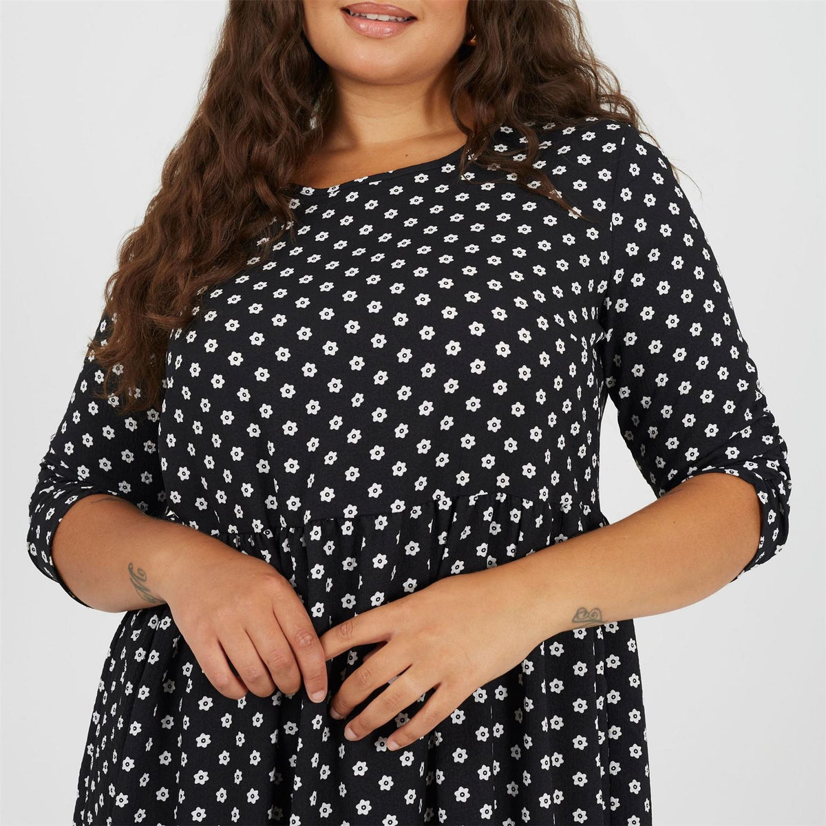 Brave Soul Plus Size Polka Dot Midi Dress With Tiered Hem