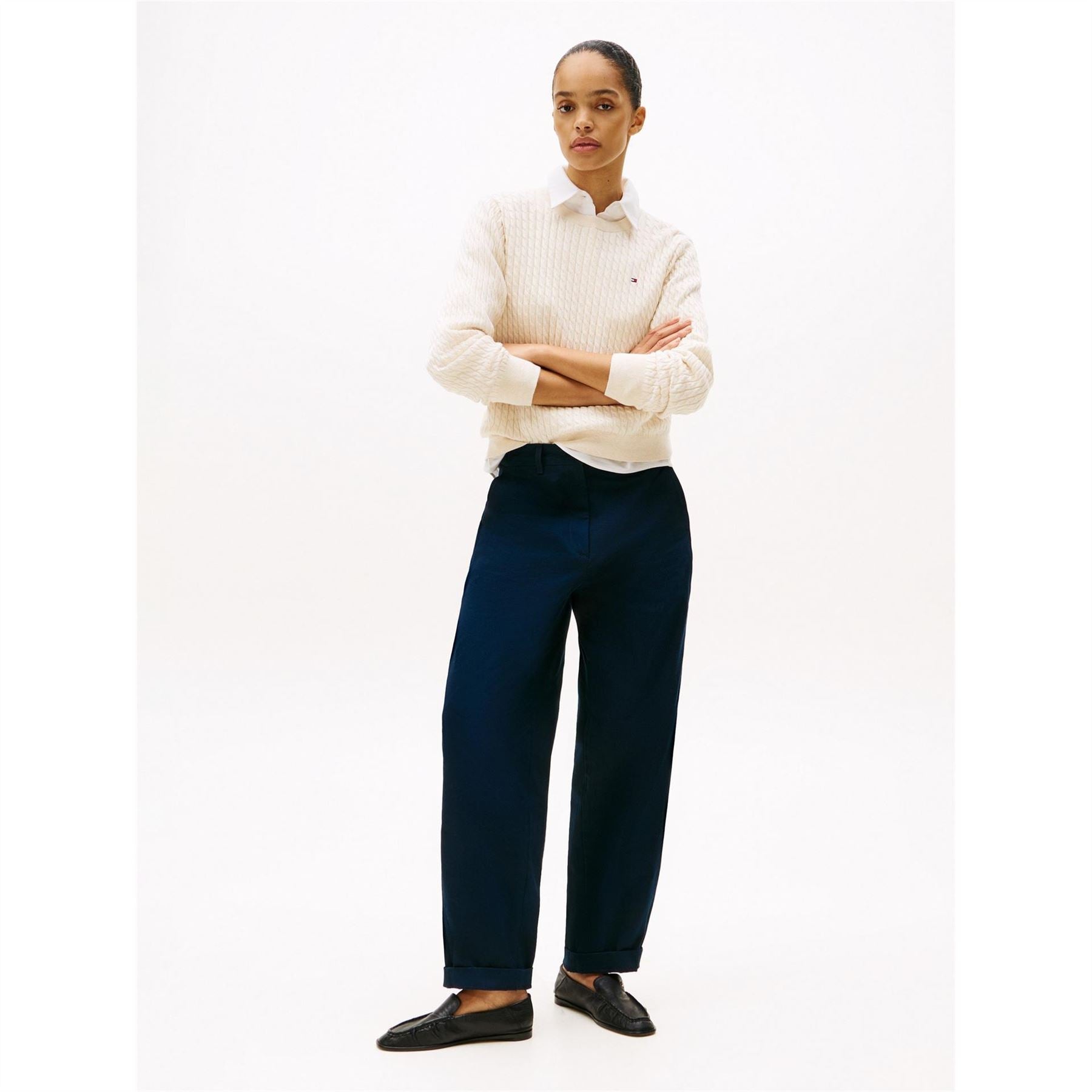 Tommy Hilfiger Cable Detail Crew Neck Long Sleeve Sweater