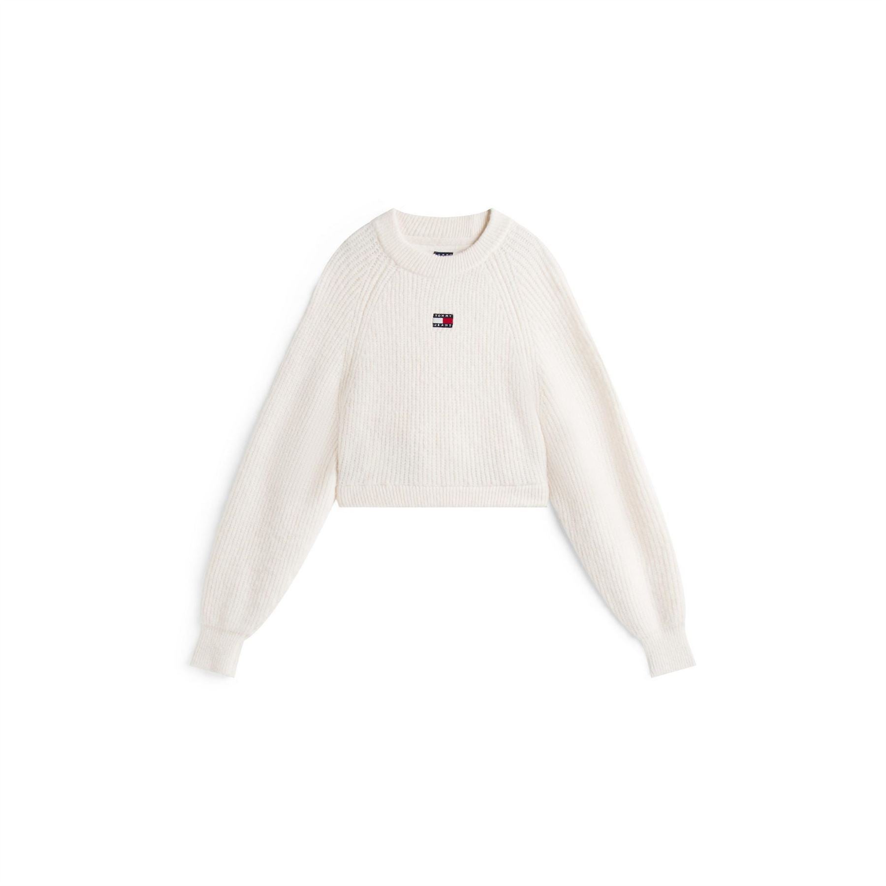 Tommy Jeans Badge Crew Neck Ribbed Collar Long Sleeve Sweater