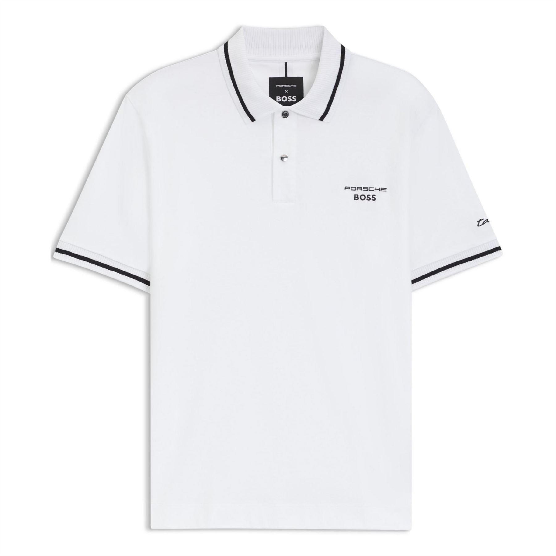 Boss Embroidered Lacoste Lettering Collared Short Sleeve Polo Shirt
