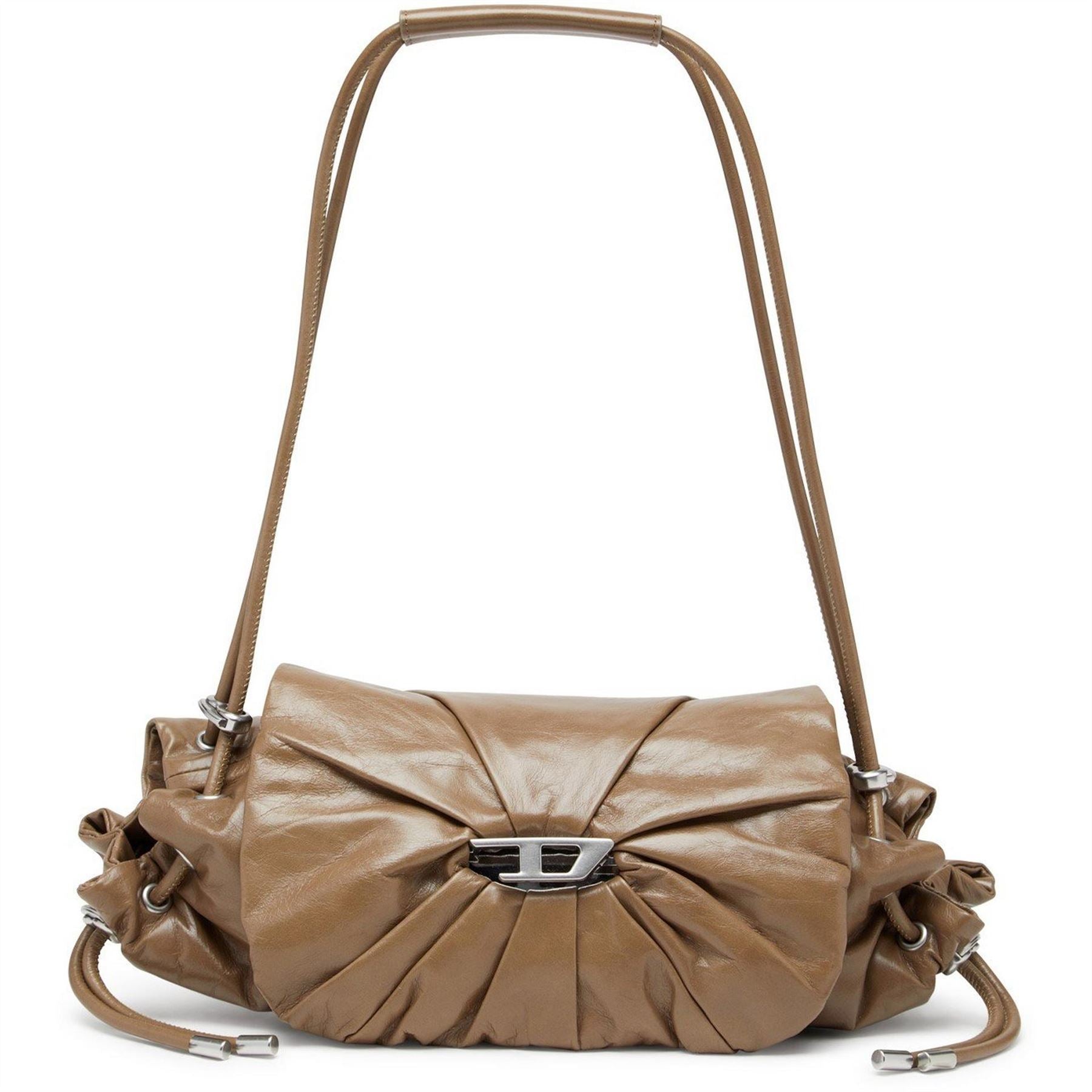 Diesel Crescent Shape Scrunch Hobo Bag with Silver Hardware