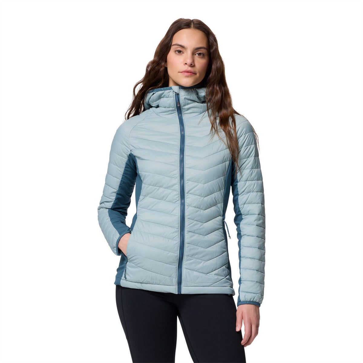 Columbia Solid Patterned Hooded Hybrid Jacket