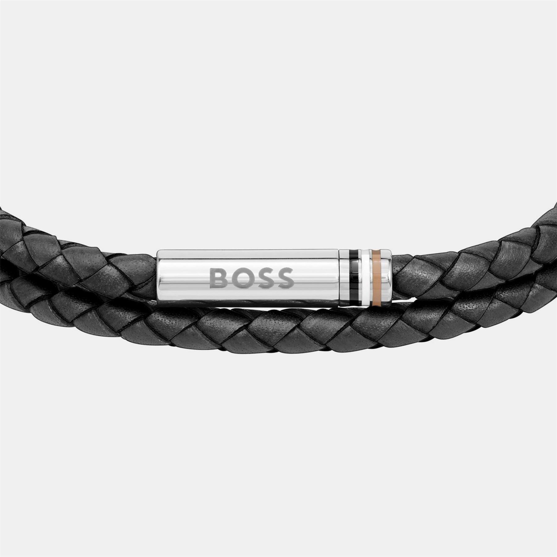 Boss Ares Double Wrap Leather Bracelet