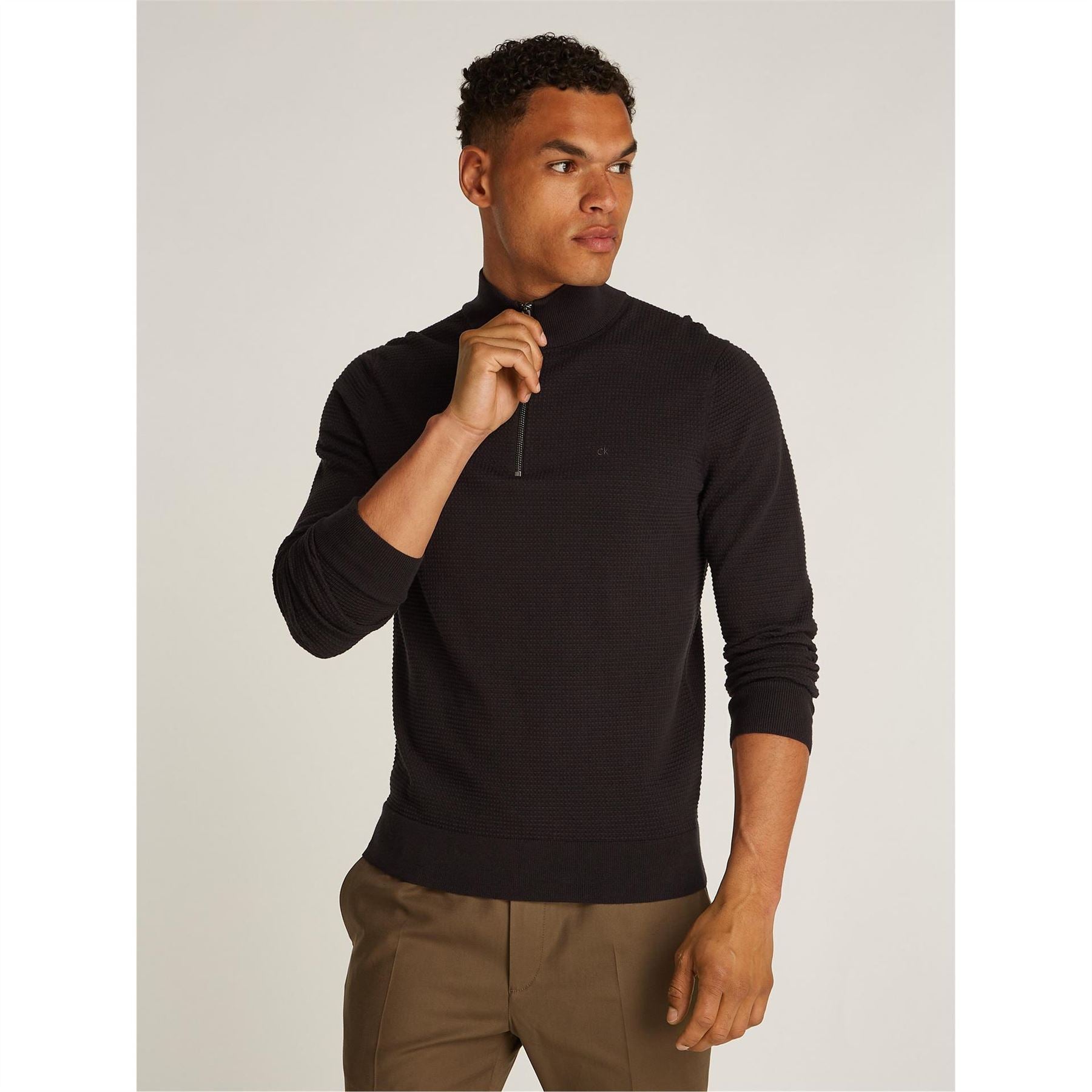 Calvin Klein Texture Zip Neck Regular Fit Sweater