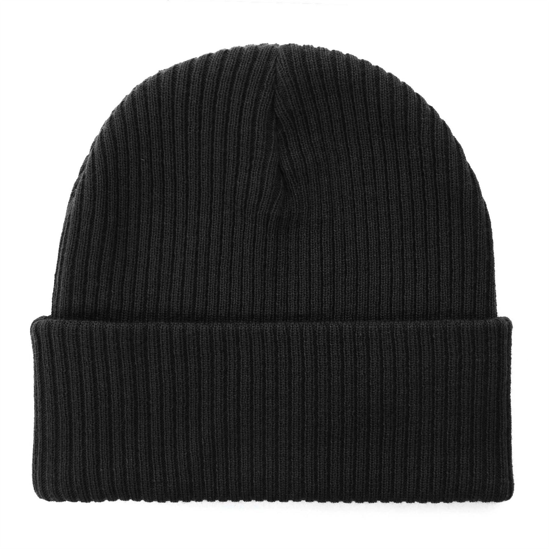 Societe Noir Woven Patch Ribbed Knit Beanie