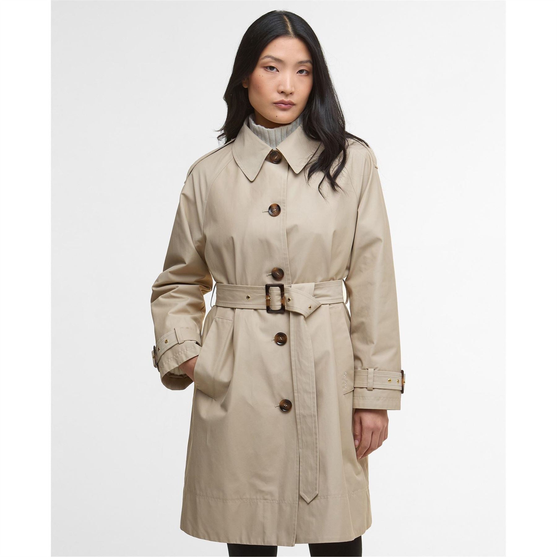 Barbour Maia Showerproof Cotton Long Sleeve Trench Coat