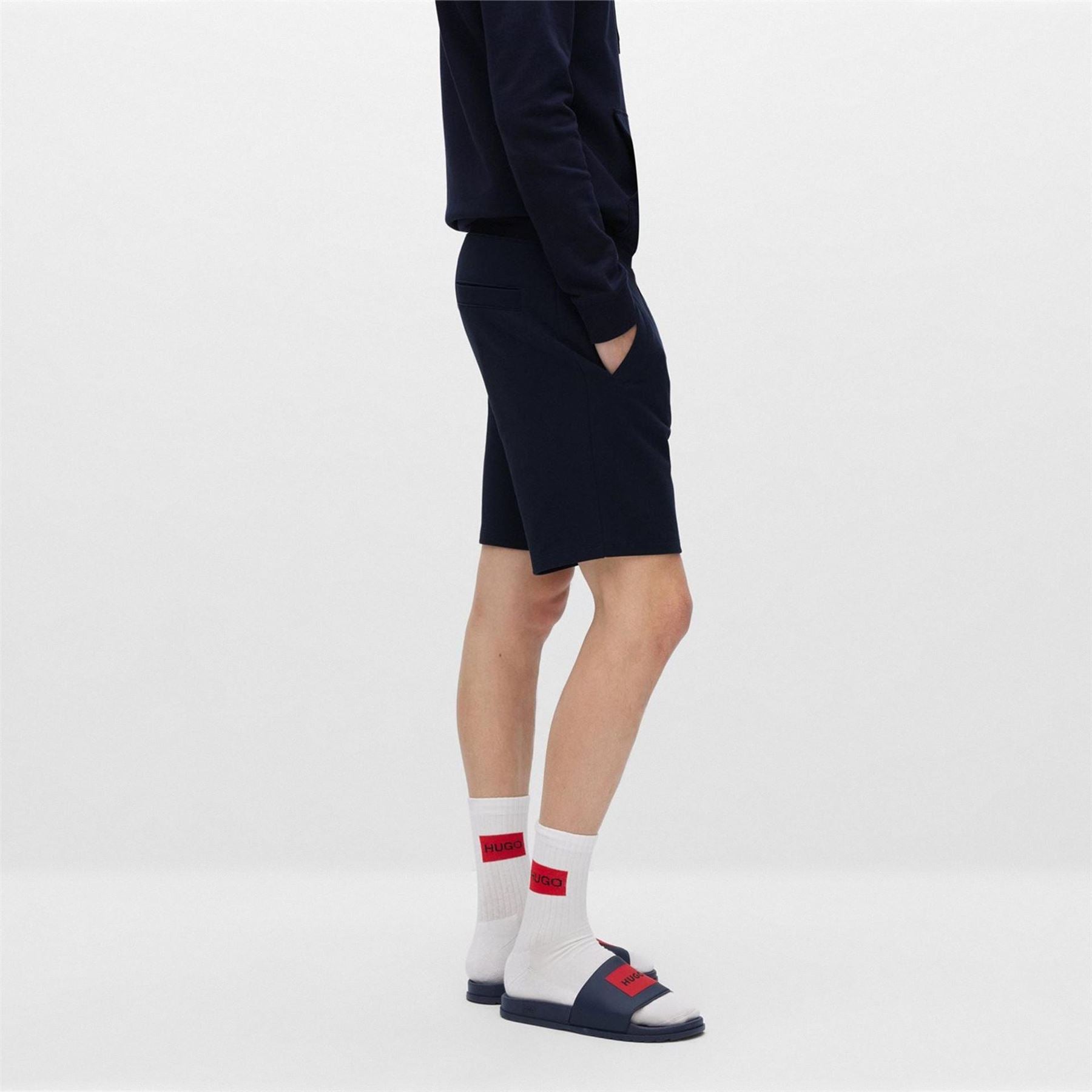 Hugo HUGO Jogger Fleece Shorts with Logo Detail   Soft Cotton Blend Jersey