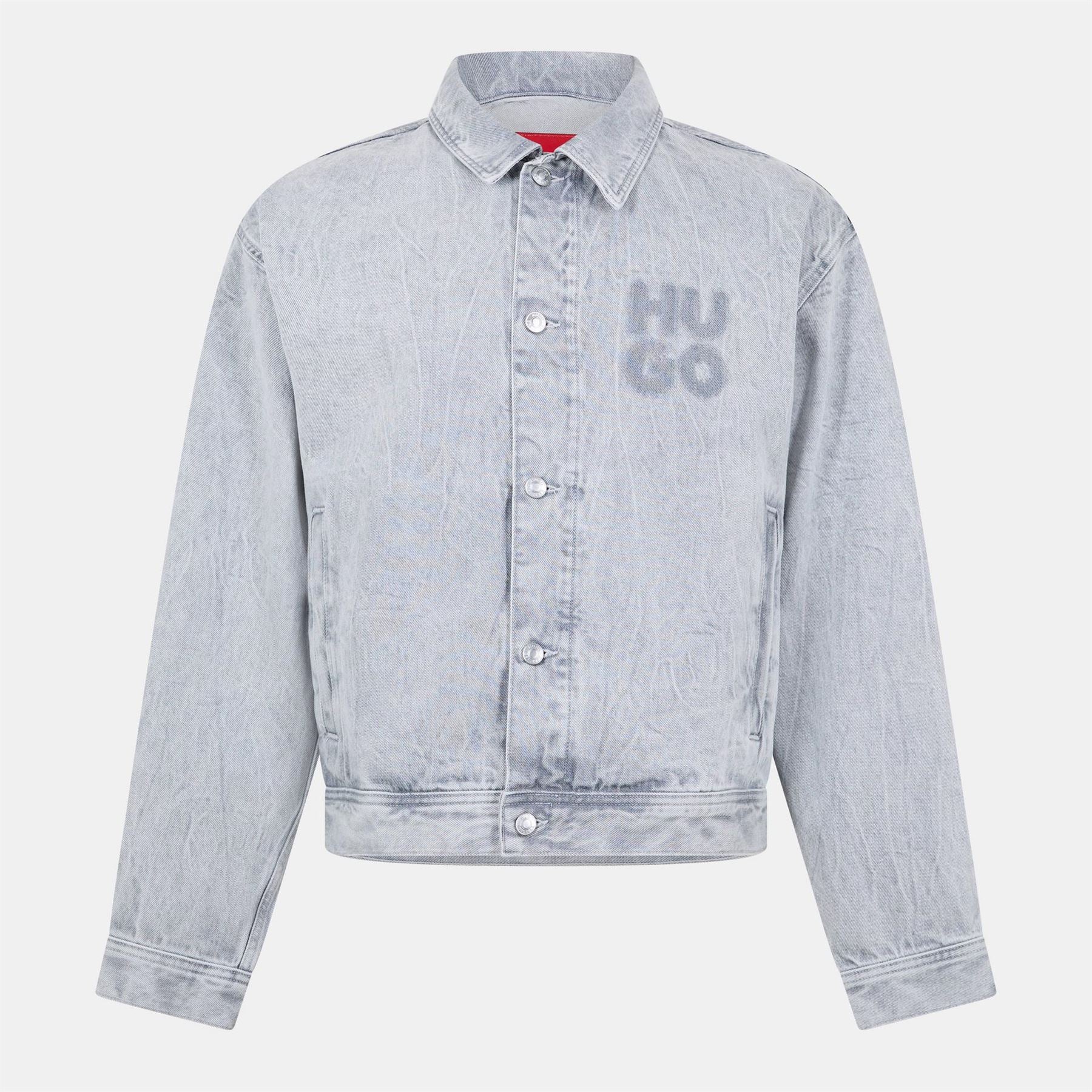 Hugo Stone Wash Snap Button Denim Jacket with Side Pocket
