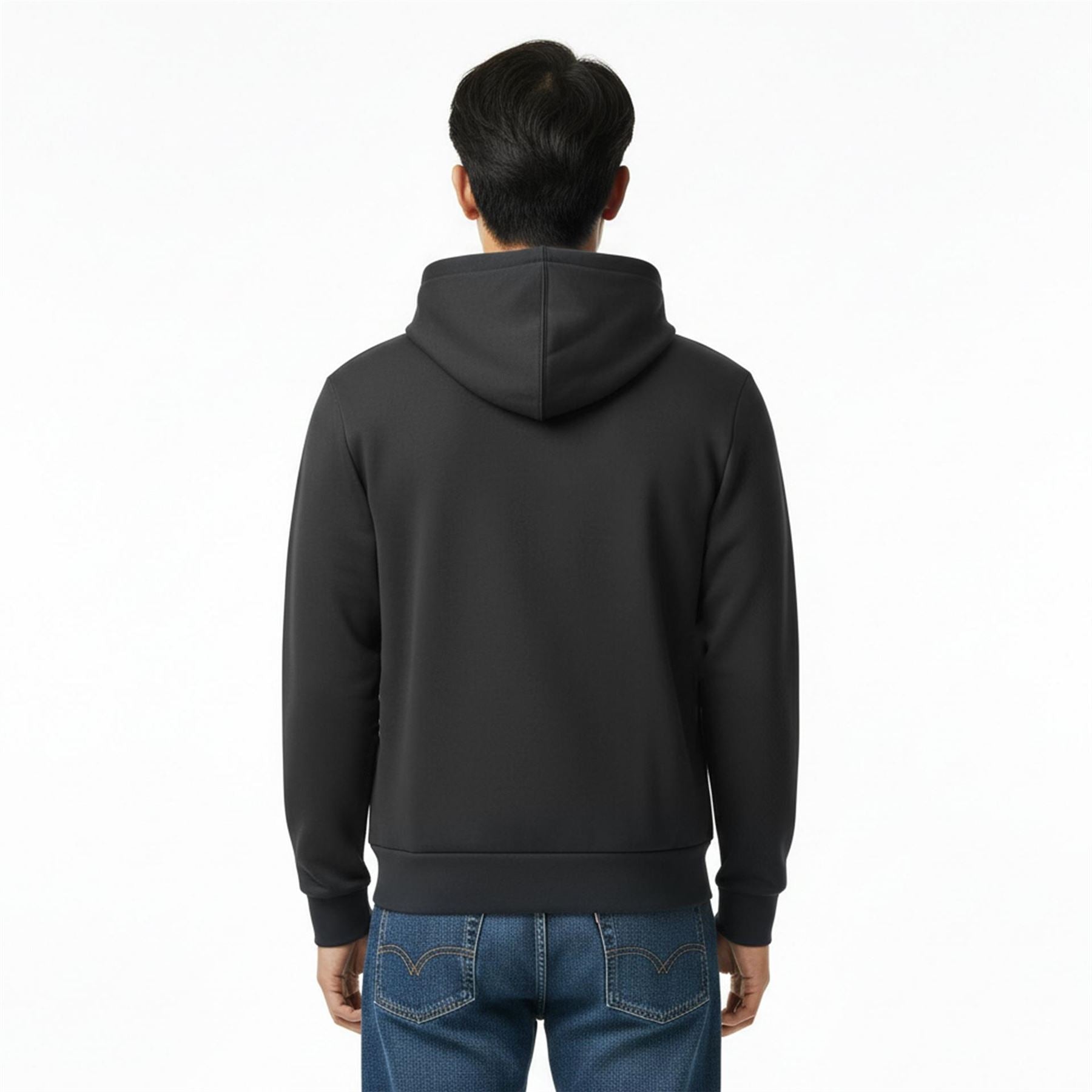 Lacoste Color Block Hooded Ribbed Cuff Sweat Jacket with Logo