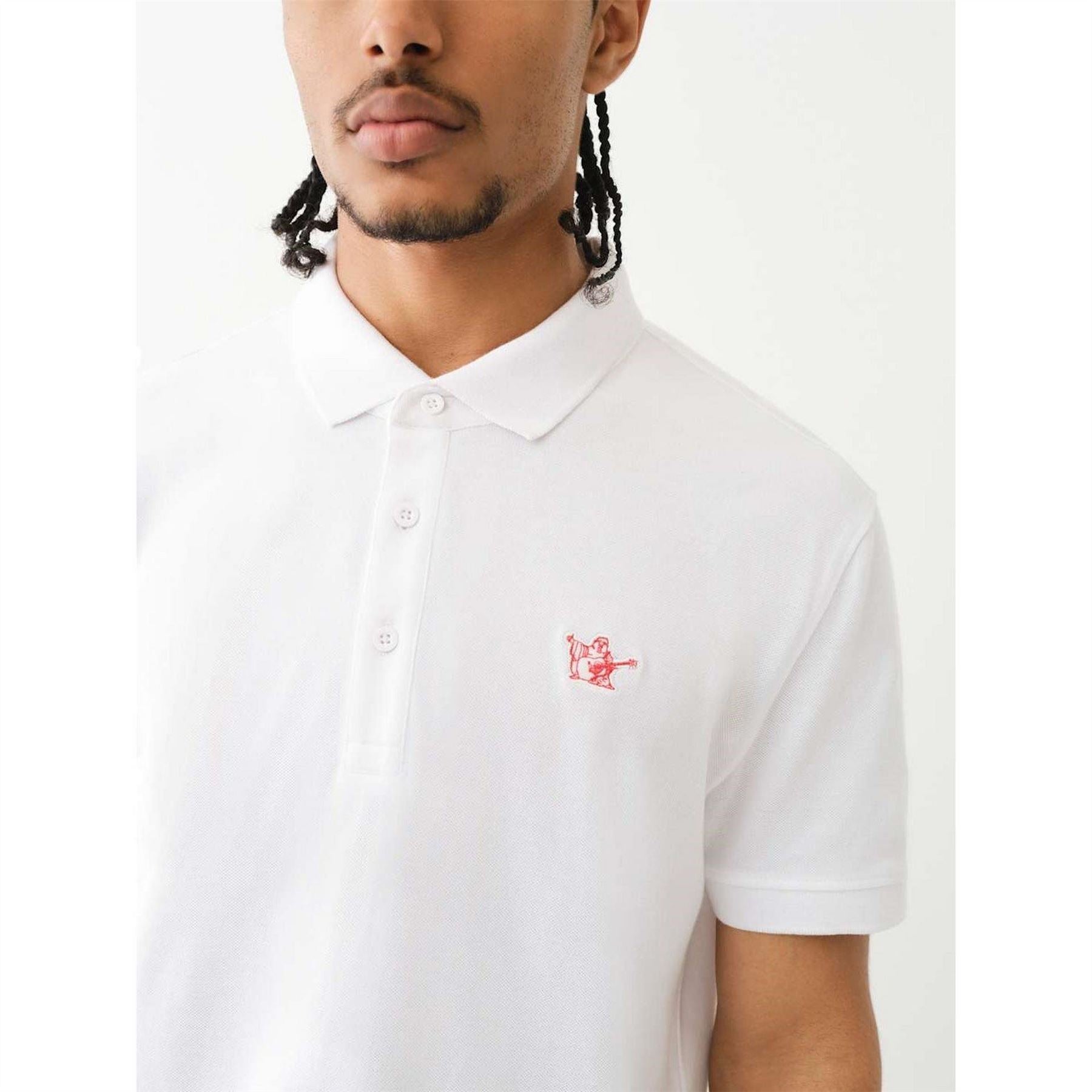 True Religion Buddha Patched Logo Short Sleeve Polo Shirt