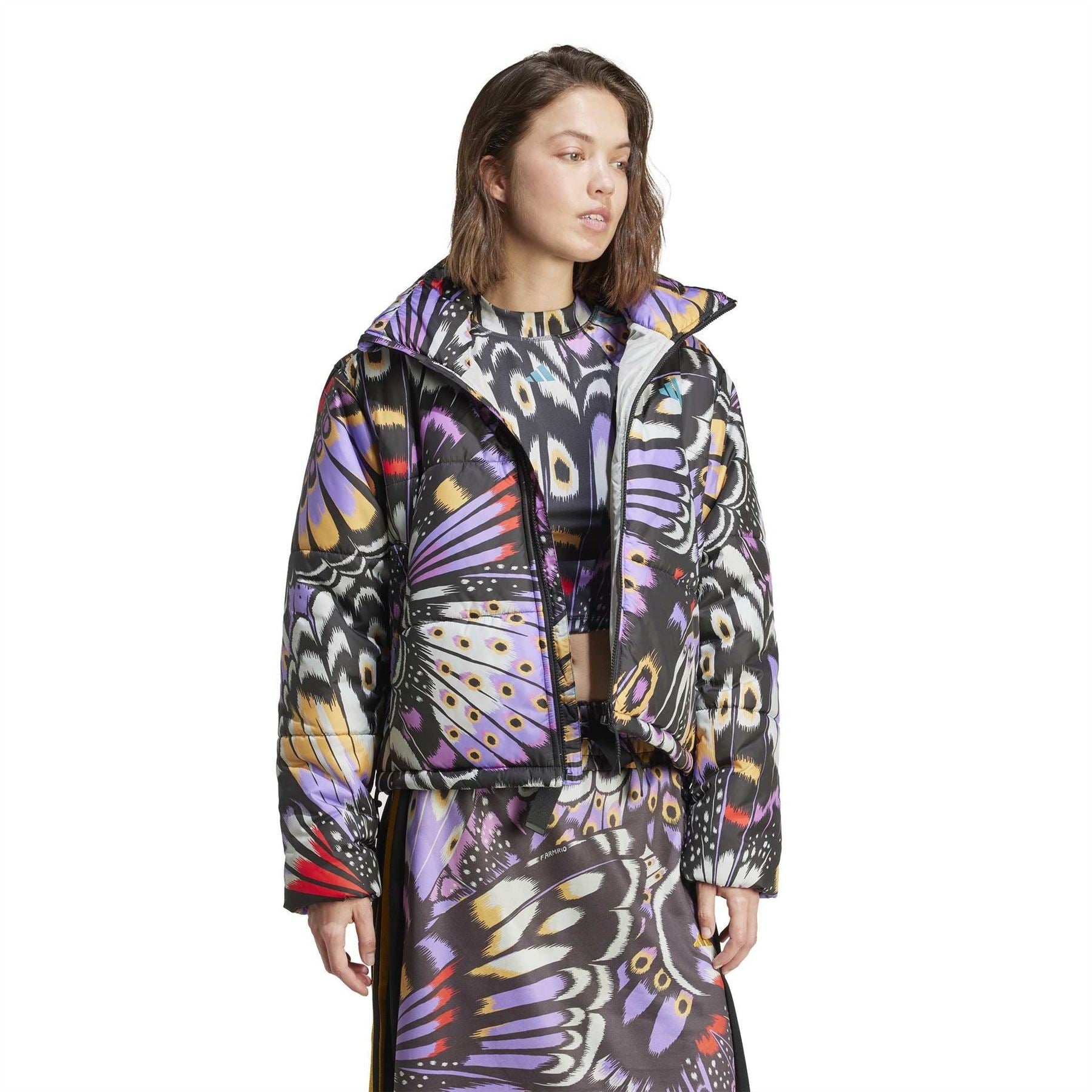 adidas Farm Butterfly Patterned Drawstring Puffer Coat