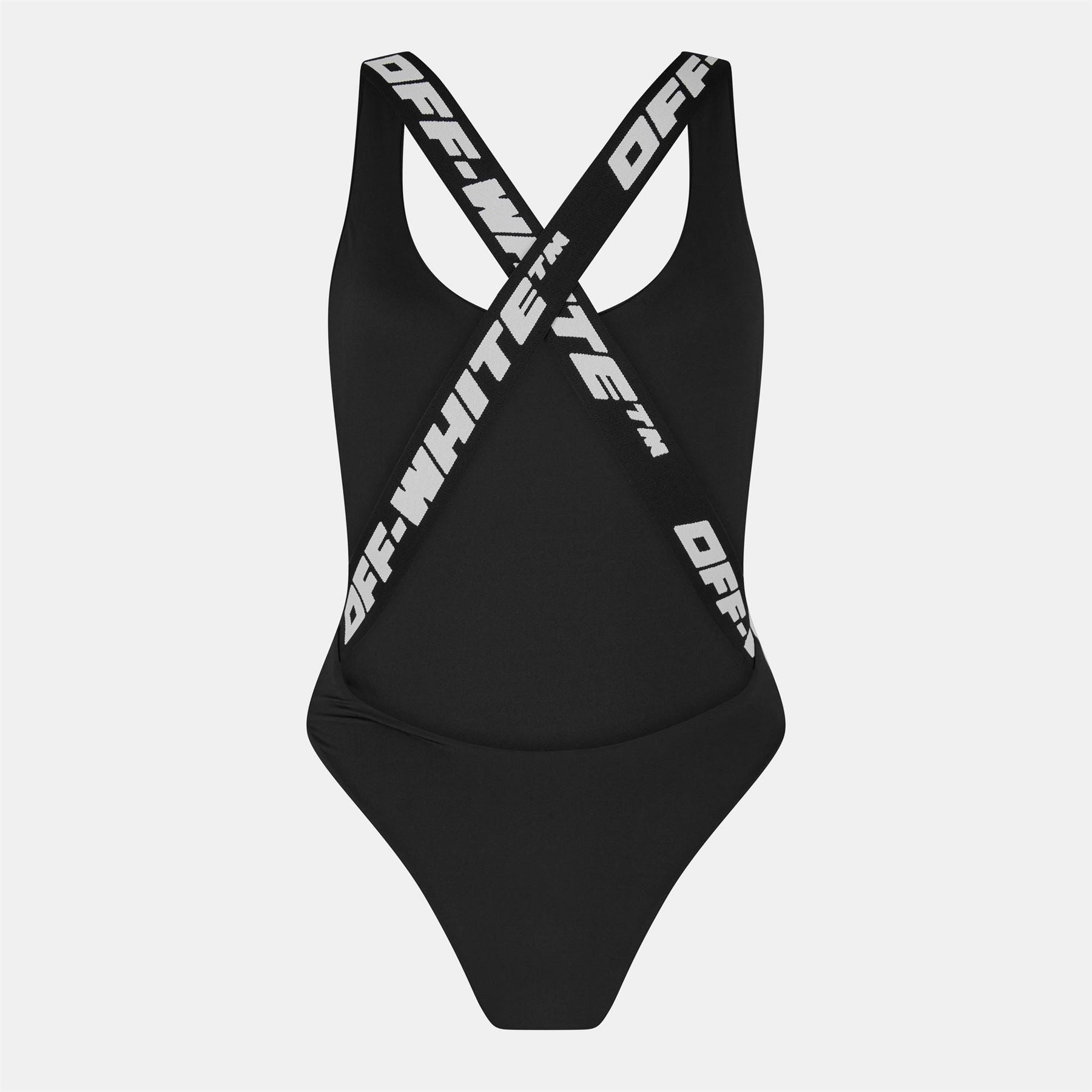 Off White Regular Fit Scoop Neck Logo Print Swimsuit