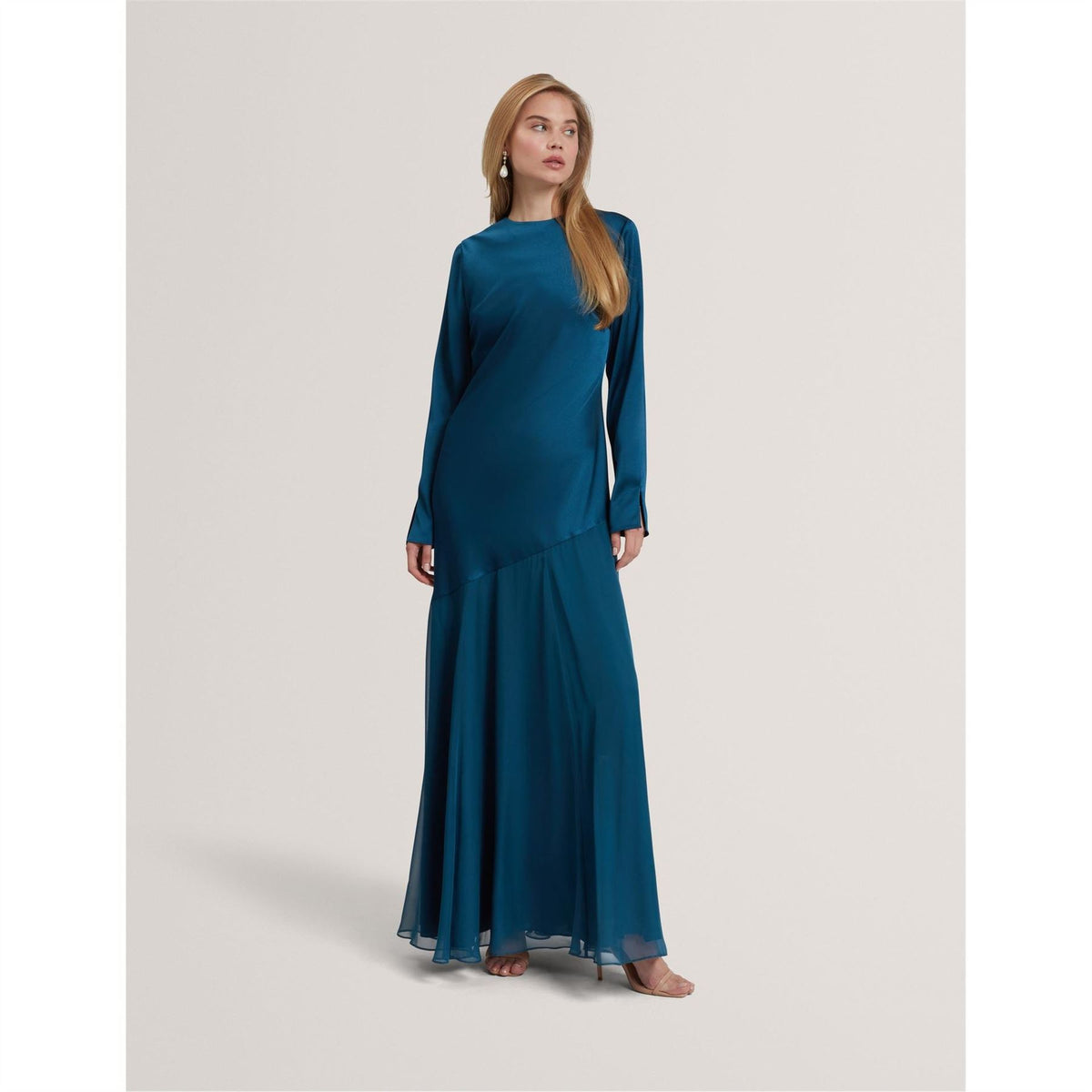 Ted Baker Crew Neck Long Sleeve Maxi Gown