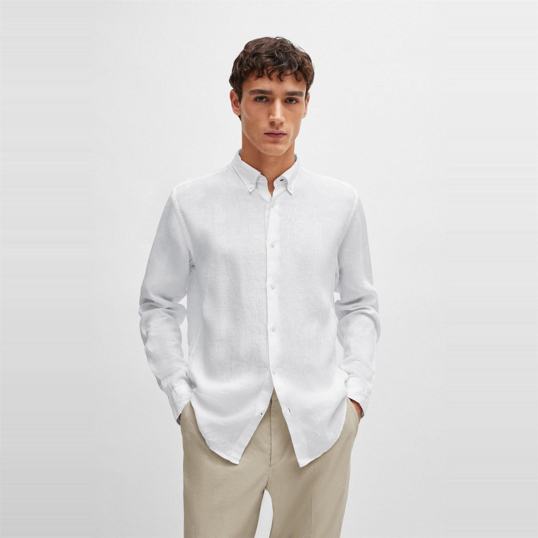 Boss Liam Collared Neck Button Down Long Sleeve Shirt