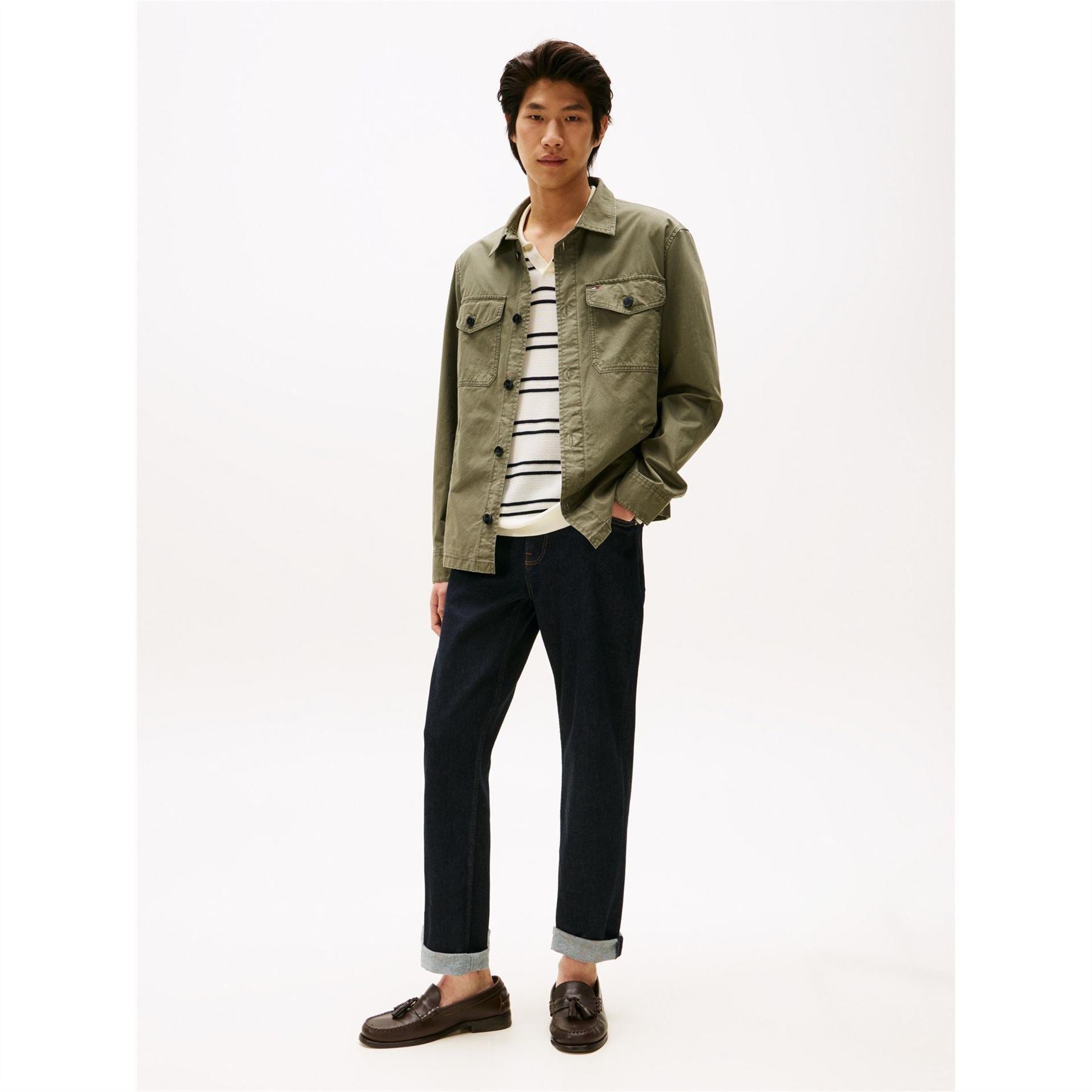 Tommy Hilfiger Solid Patterned Chest Pocket Overshirt