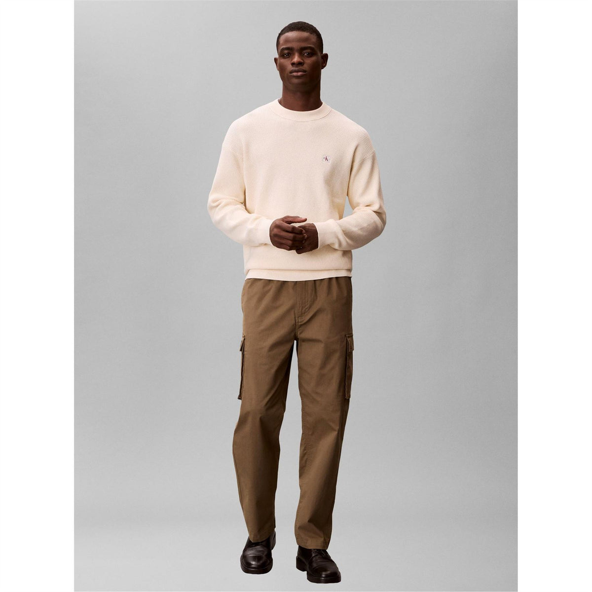 Calvin Klein Jeans Crew Neck Ribbed Collar Long Sleeve Sweater