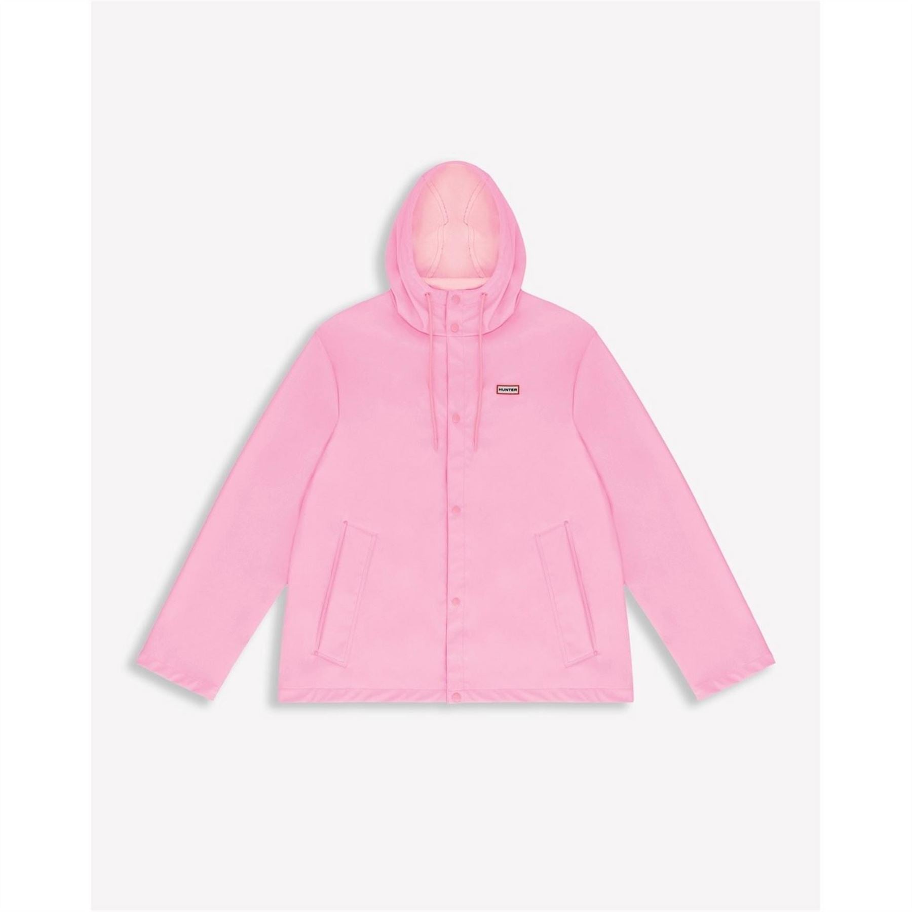 Hunter Solid Patterned Hooded Snap Button Rain Jacket