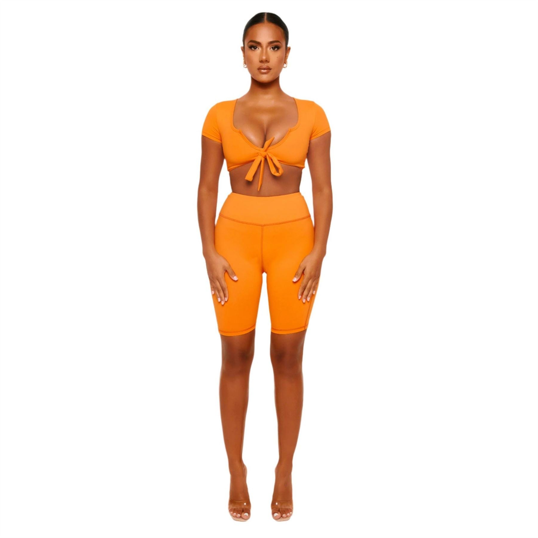 Honeyz Cropped Square Neck Slim Fit T-Shirt