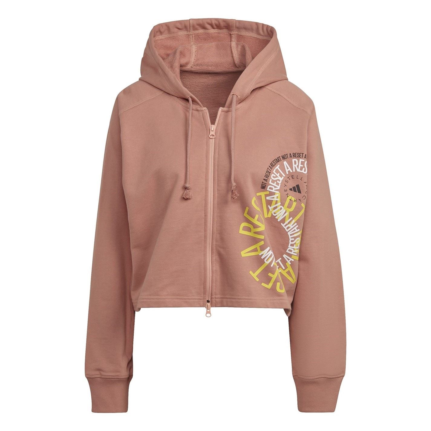 adidas Hooded Ribbed Cuff Lettering Sweat Jacket