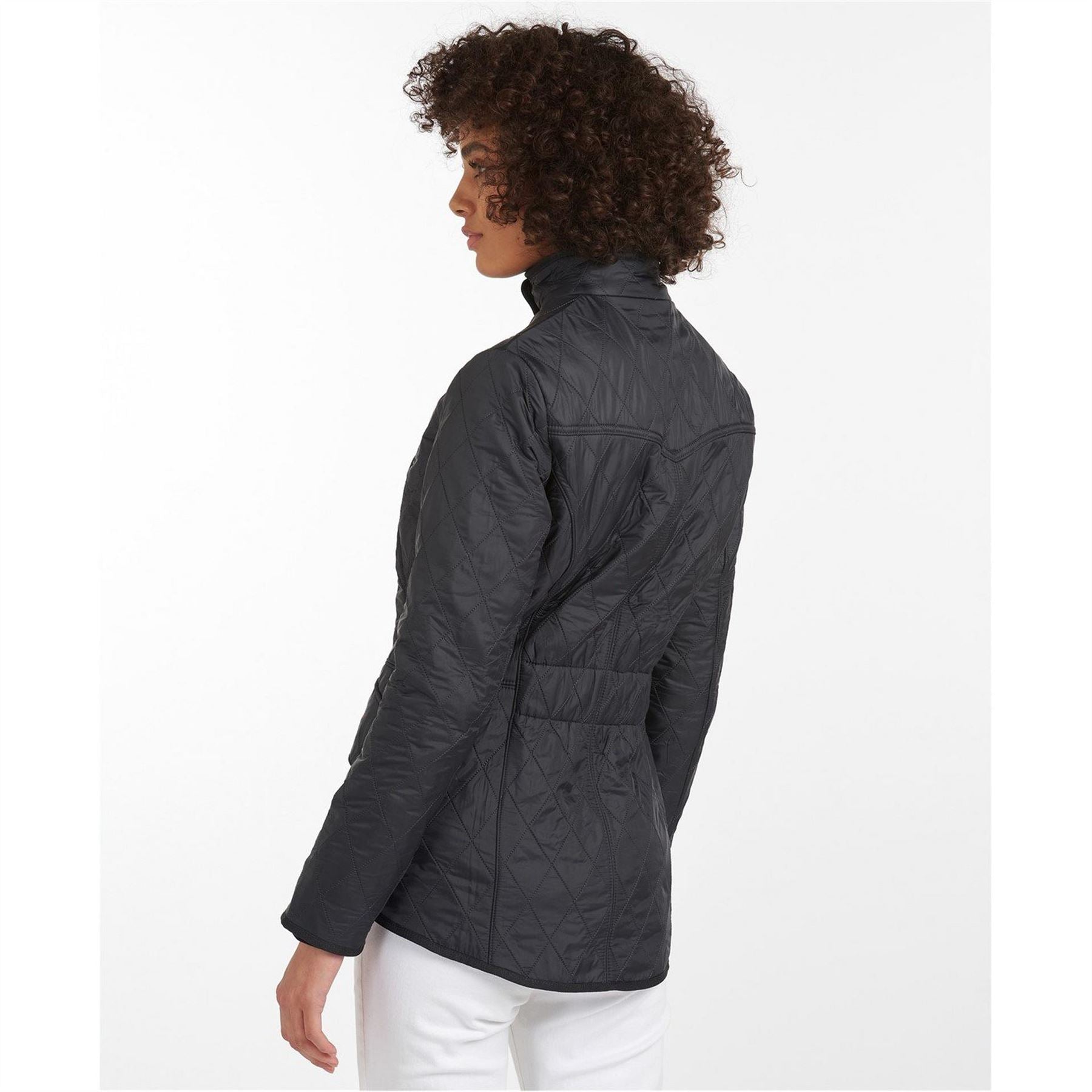 Barbour Cavalry Polarquilt Diamond Quilted Fleece Lined Long Sleeve Slim Fit Quilted Jacket