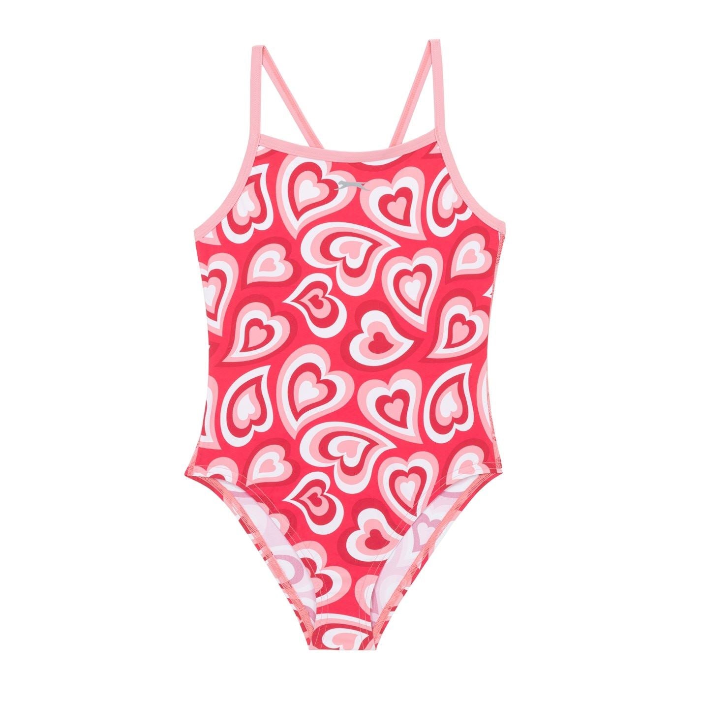 Slazenger Thin Strap Heart Print One-Piece Swimsuit