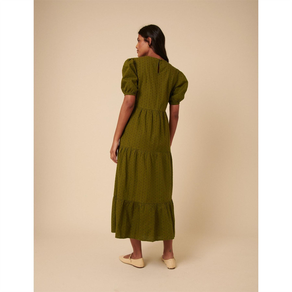 Nobodys Child Betty Crew Neck Midi Tiered Dress
