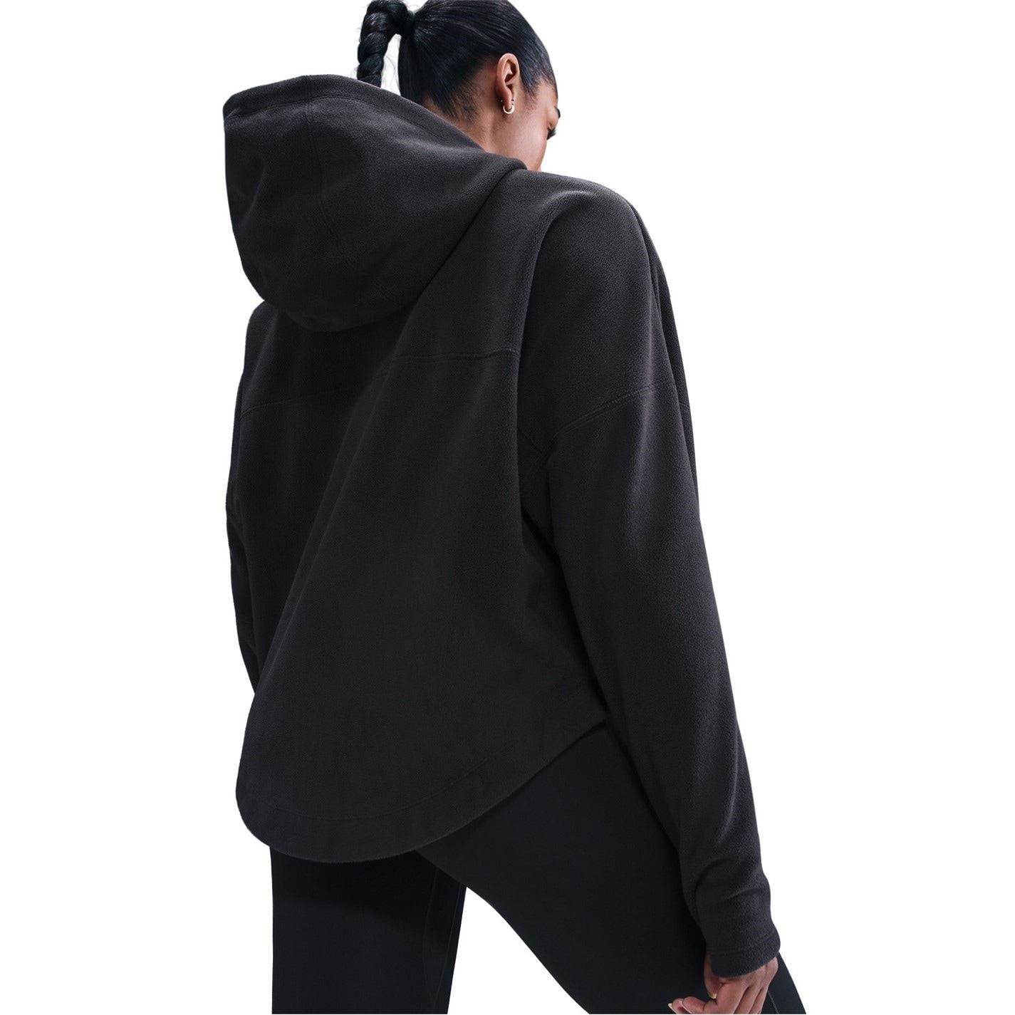 Nike One Polar Solid Patterned Hooded Full Zipper Ribbed Cuff Jacket