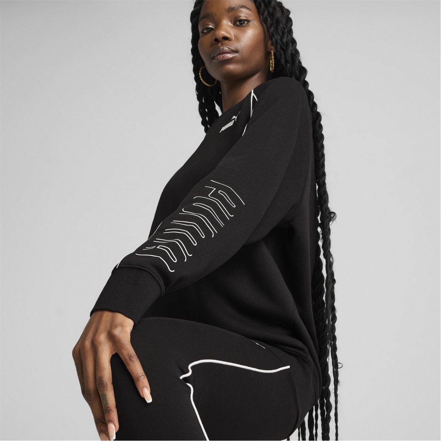 Puma Crew Neck Relaxed Fit Long Sleeve Sweatshirt