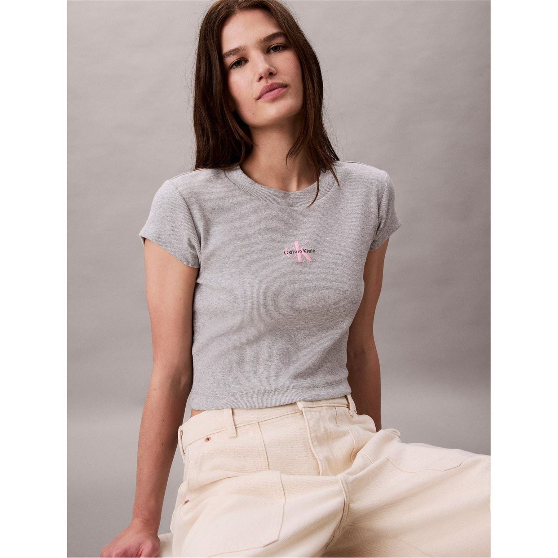 Calvin Klein Jeans Baby Slim Fit Cropped Crew Neck T-Shirt