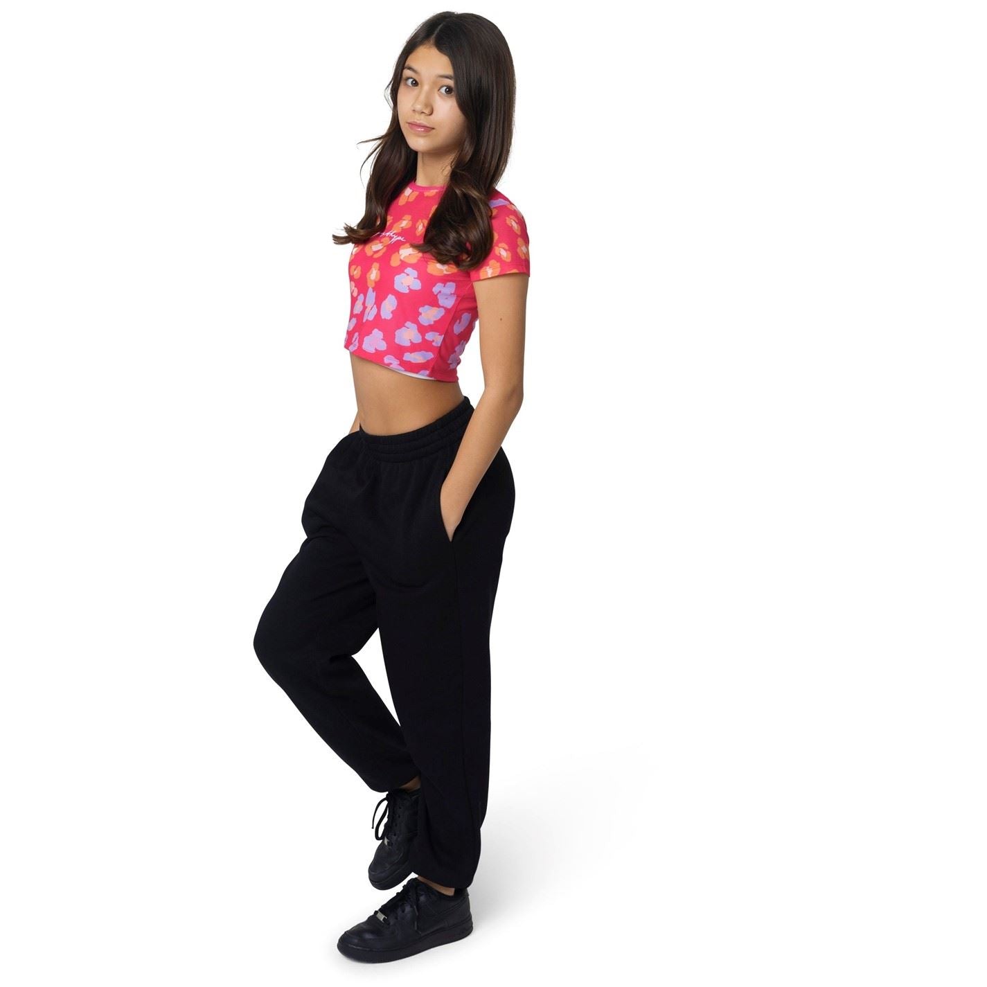 Hype Leopard Cropped Crew Neck T-Shirt