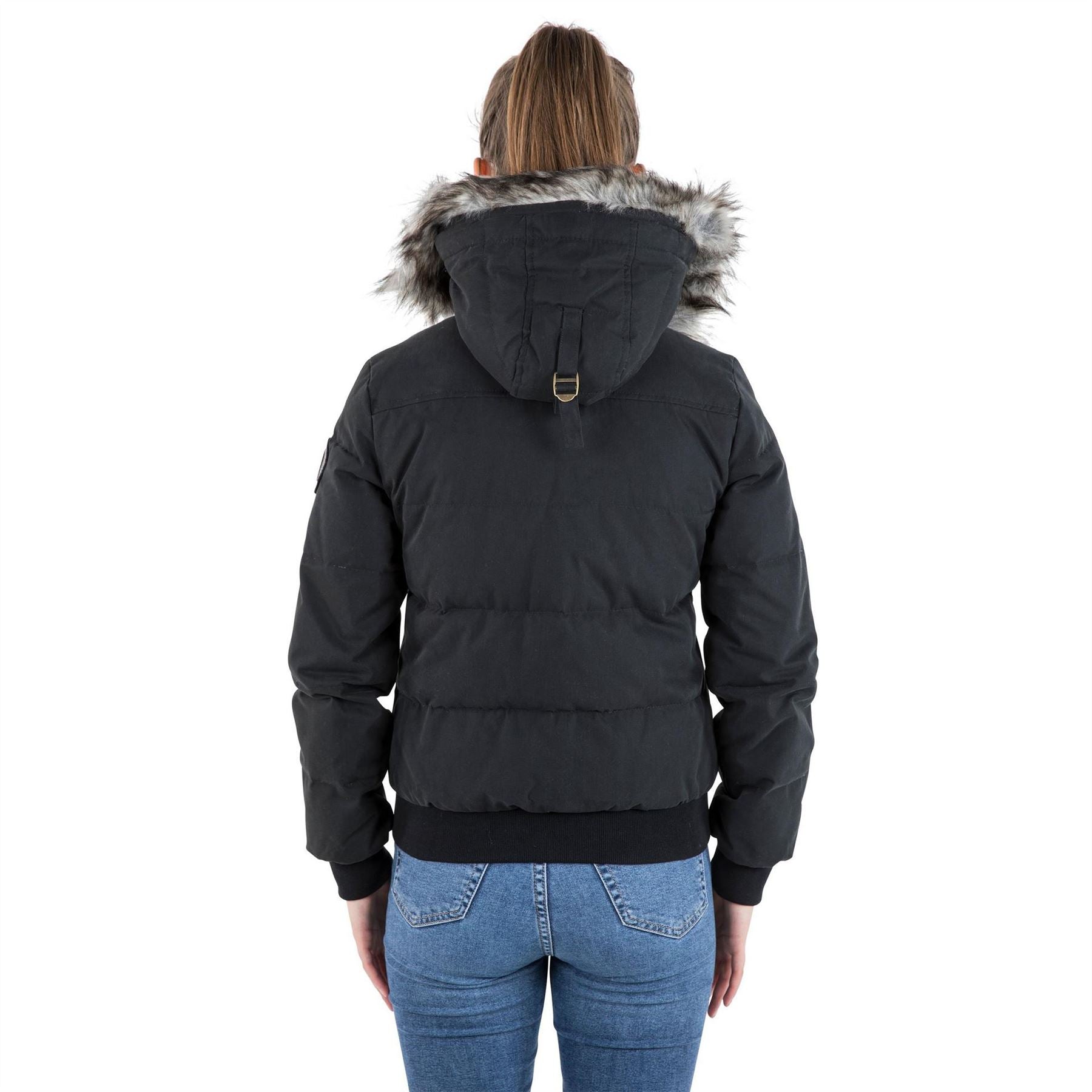 DLX Kendrick Solid Patterned Hooded Ribbed Cuff Down Jacket