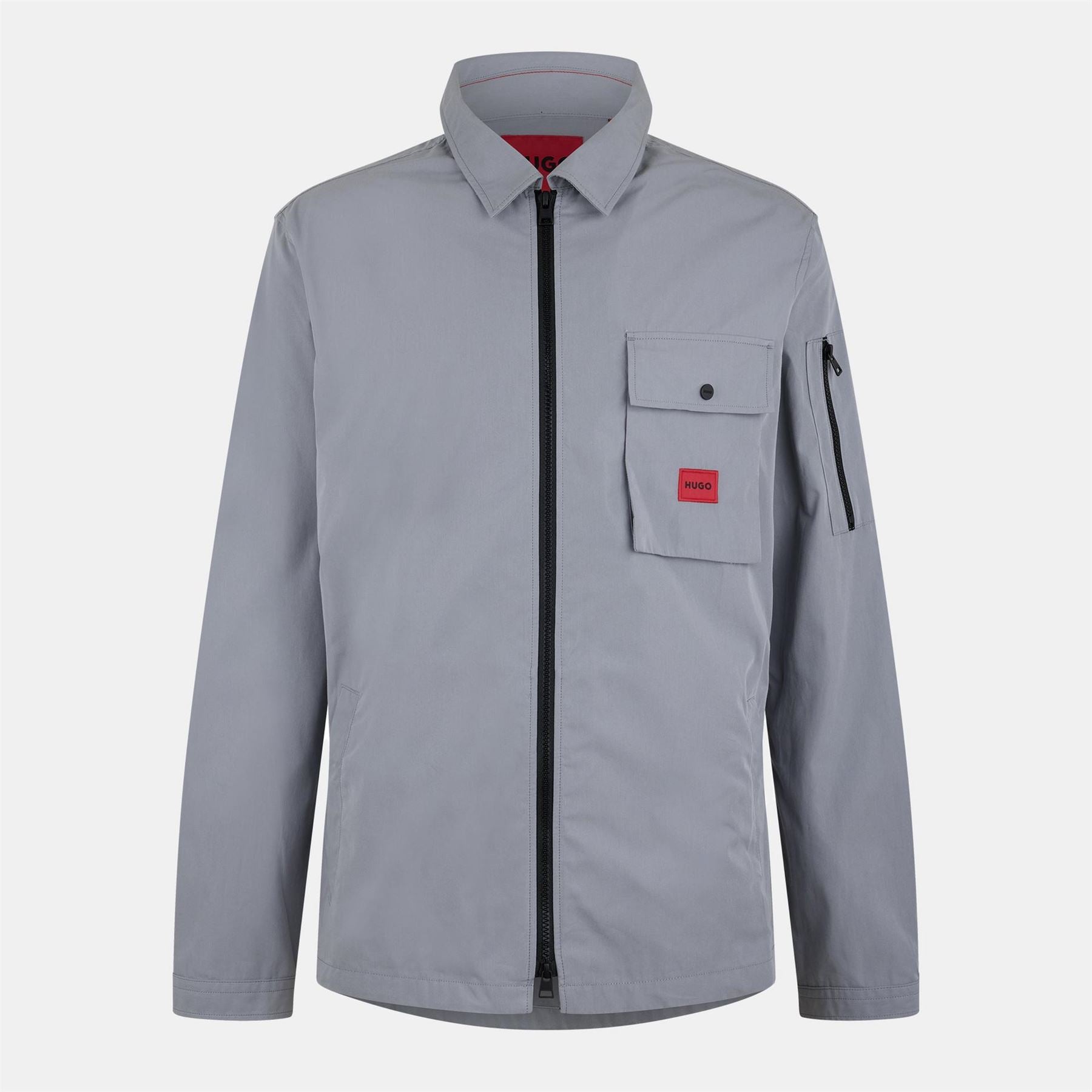 Hugo HUGO Emmond Cotton Long Sleeve Zip Overshirt   Contemporary Design with Logo Detail