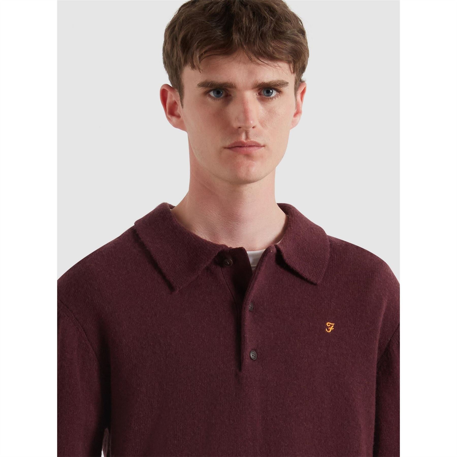 Farah Matson Lambswool Knit Quarter Zip Top