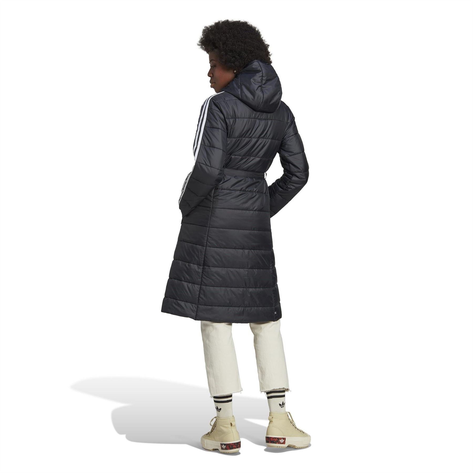 adidas Hooded Long Sleeve Knee Length Slim Fit Puffer Jacket