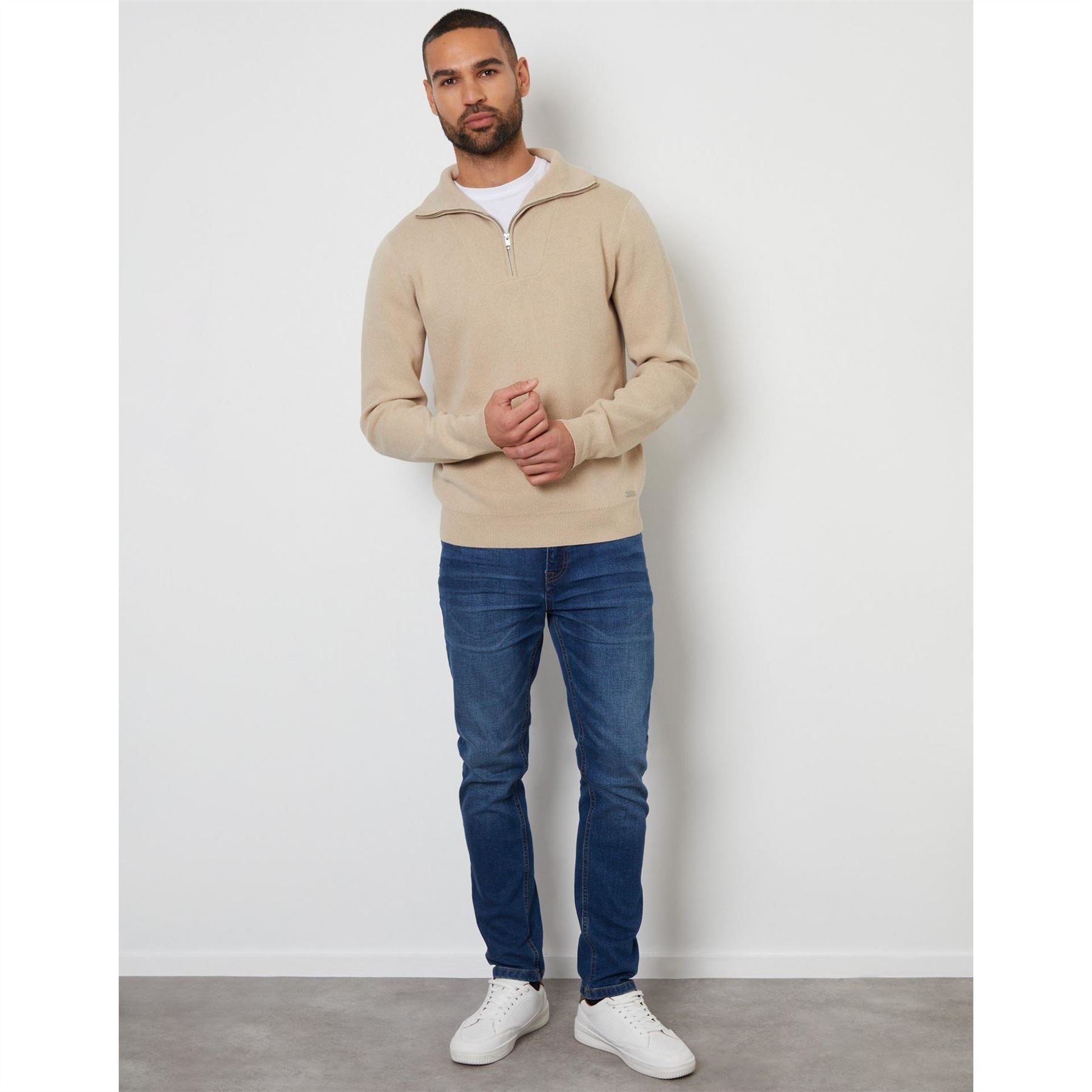 Threadbare Kamrul Quarter Zip Knitted Jumper
