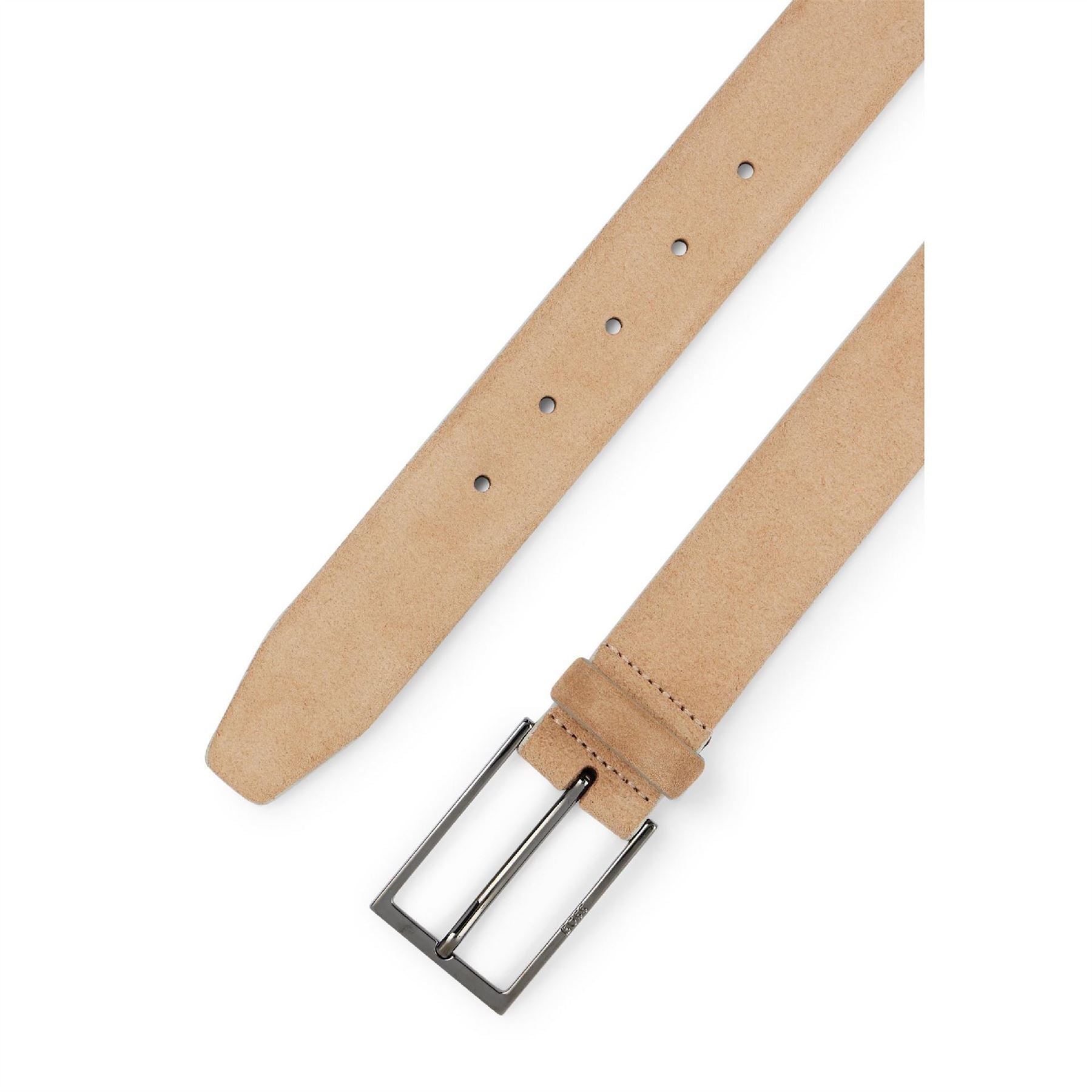 Boss Leather Pin Buckle Belt with Metal Logo