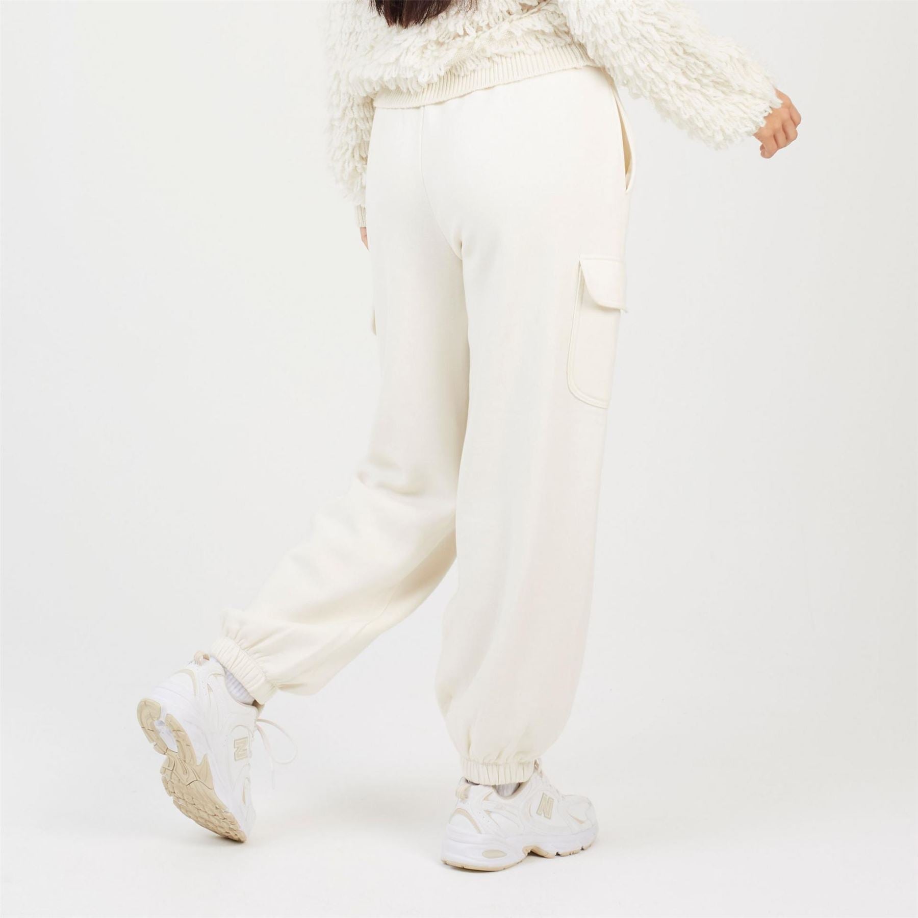 Brave Soul Womens Cream Jersey Cargo Trousers