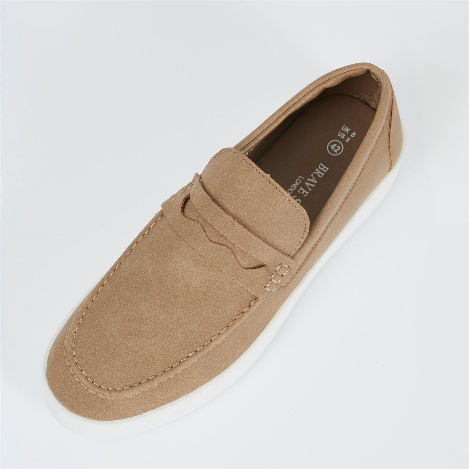 Brave Soul Mens Faux Suede Loafer In Taupe