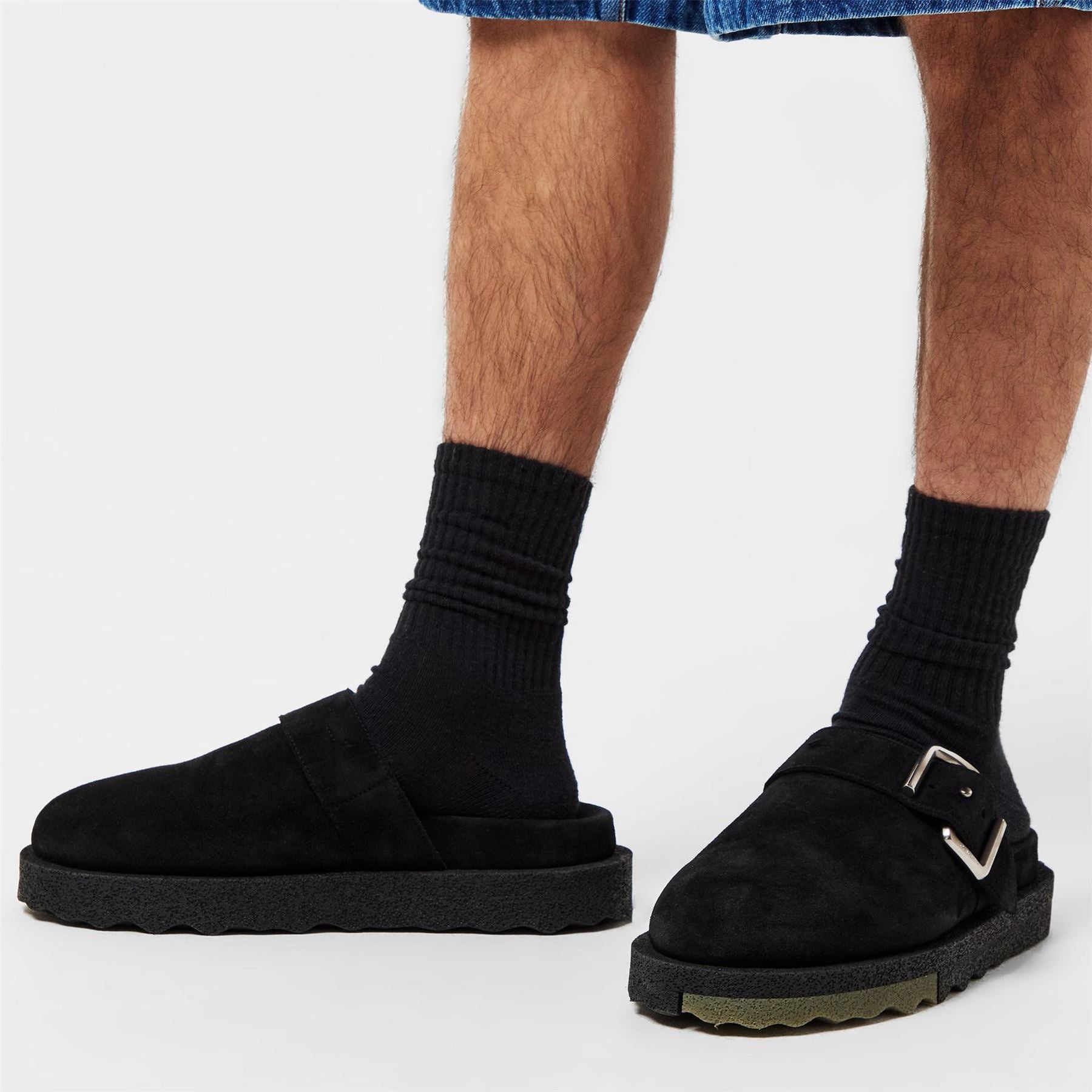 Off White Block Heel Closed Toe Shuv Clogs