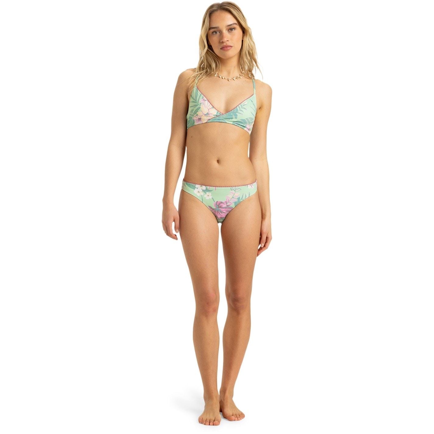 Roxy Floral Patterned V-Neck Triangle Bikini Set