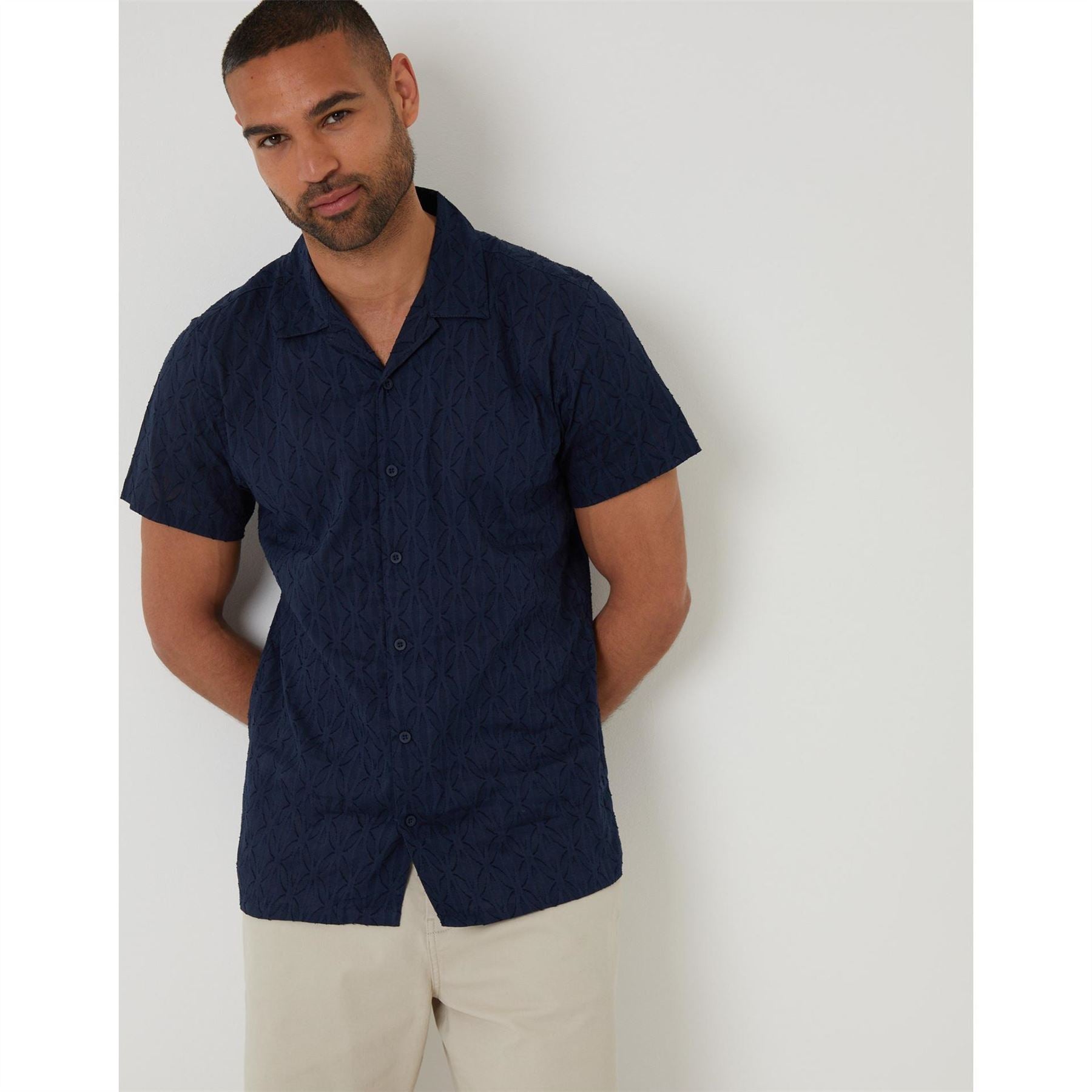 Threadbare Regular Fit Short Sleeve Point Collar Shirt