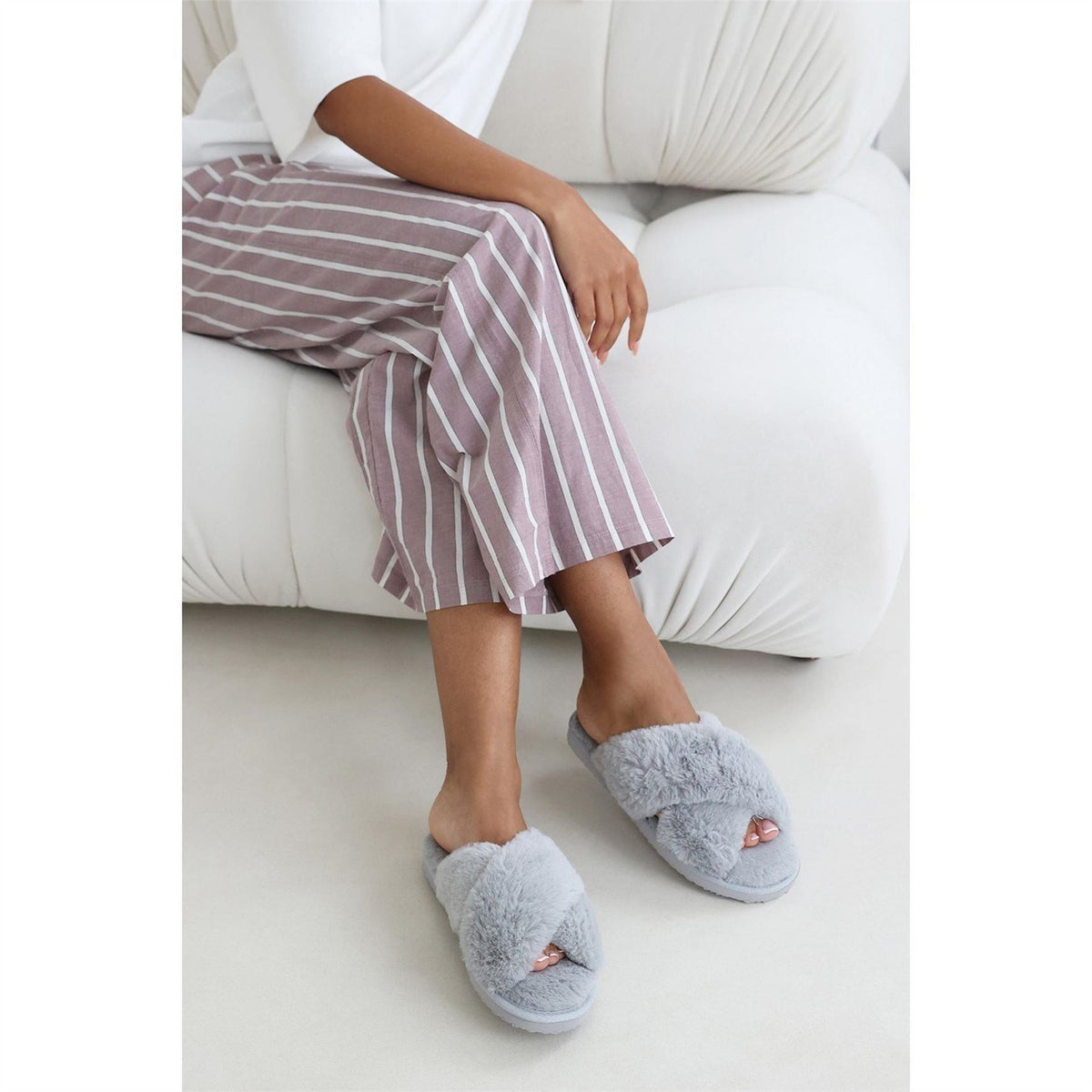 Wheres That From Cross Over Fluffy Slippers