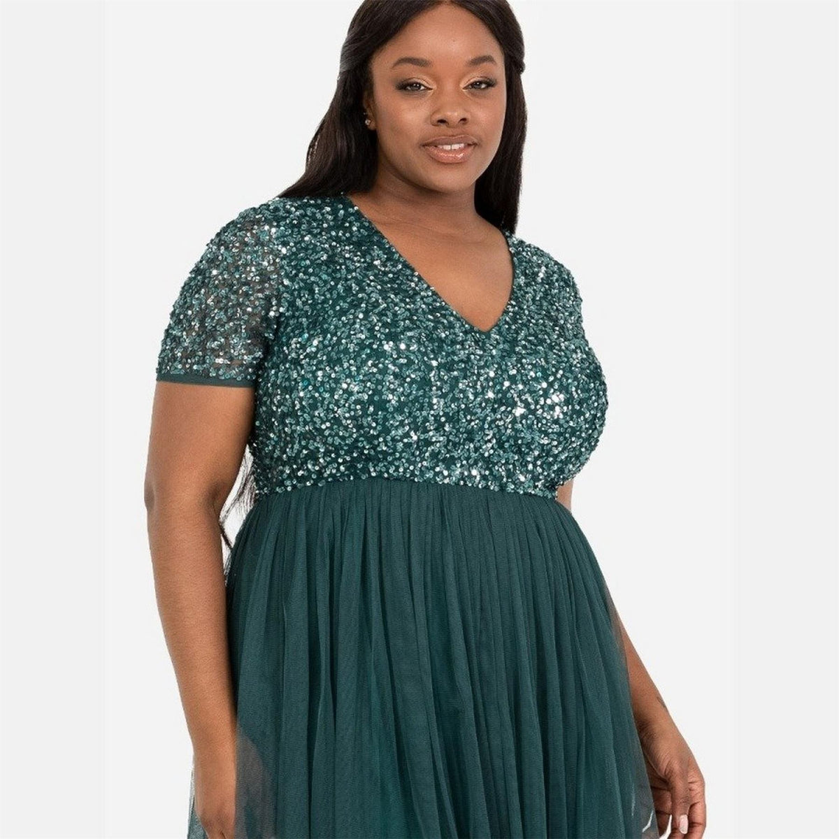 Maya Deluxe De Halter Neck Sleeveless Midi Babydoll Dress