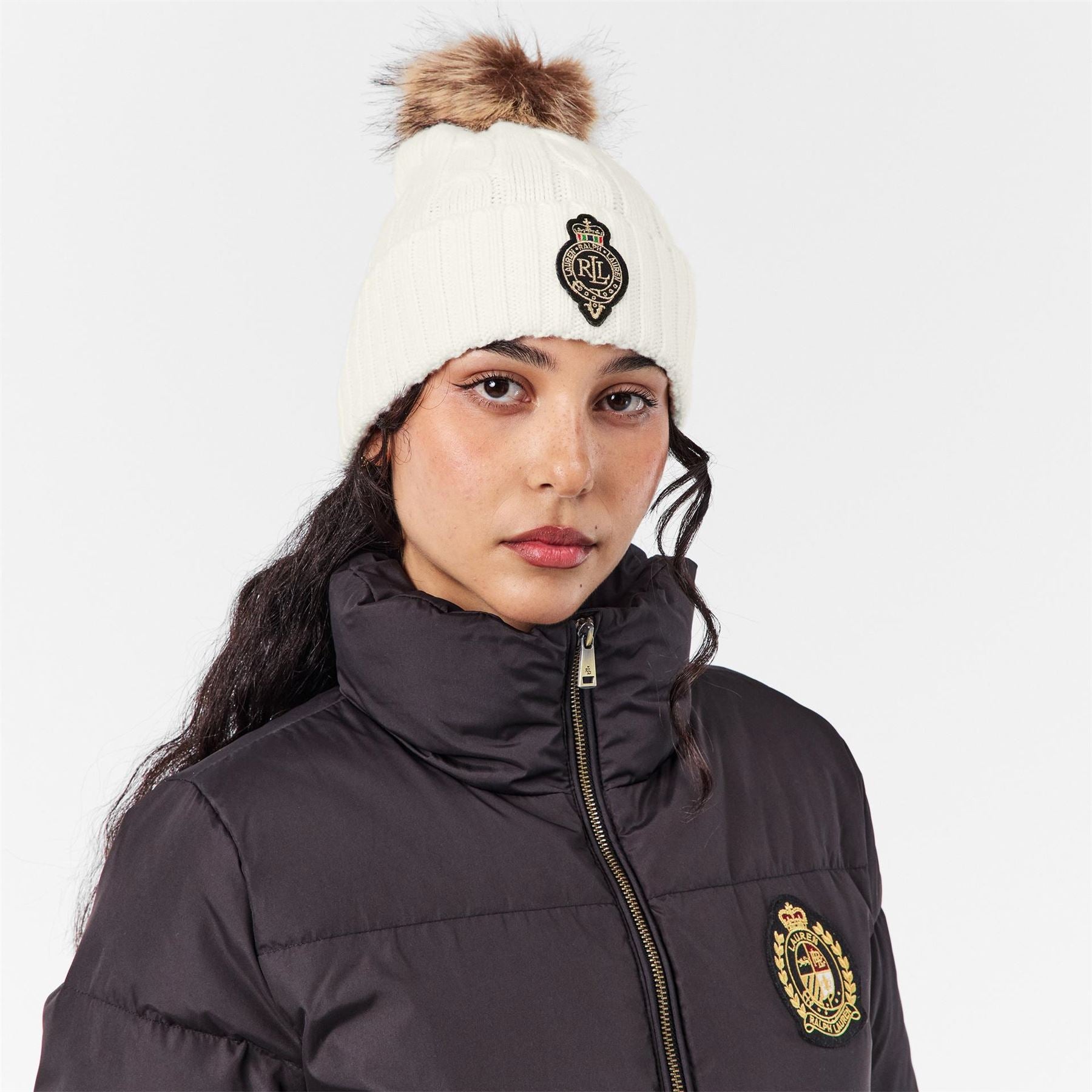 Lauren by Ralph Lauren Pom Cable Knit Beanie