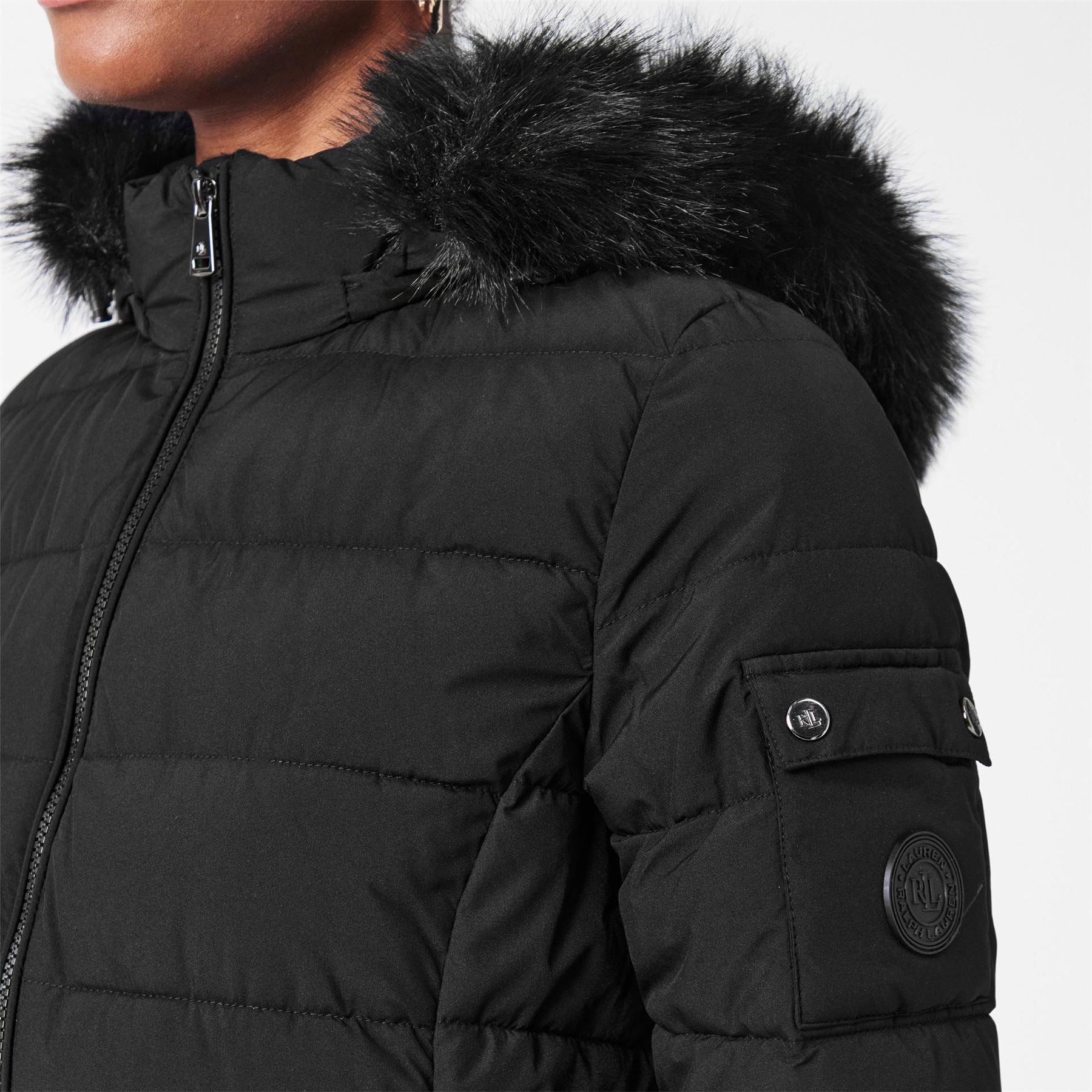 Lauren by Ralph Lauren Real Leather Long Puffer Jacket