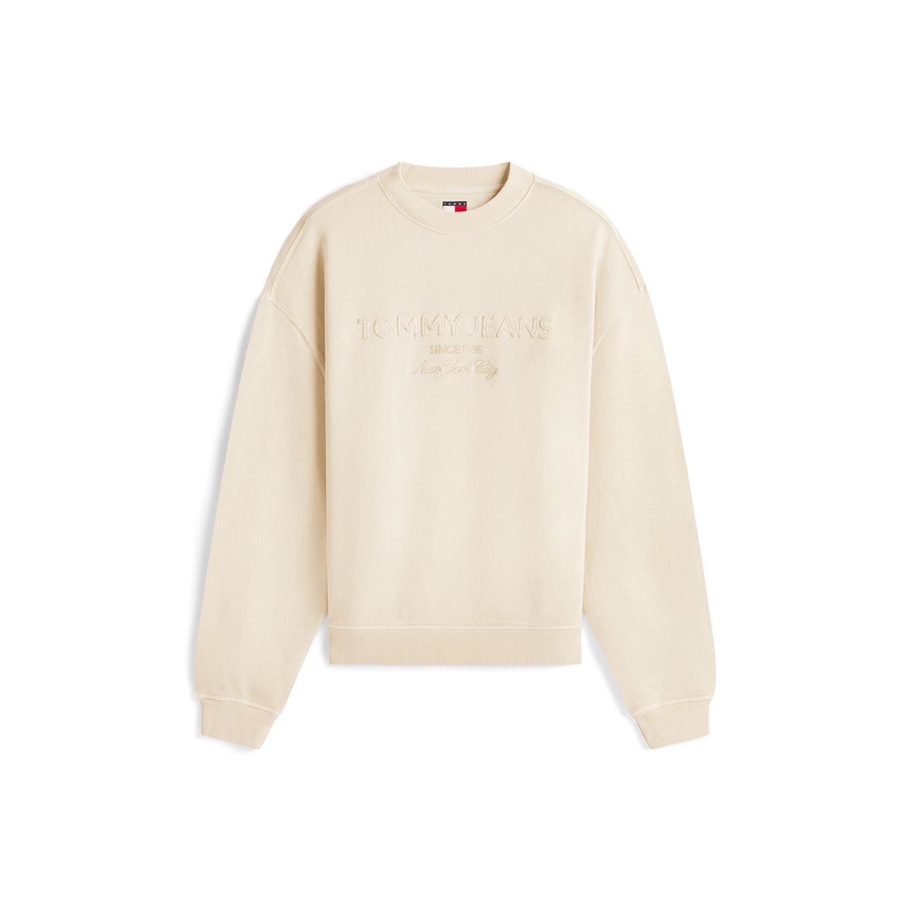 Tommy Jeans Embroidered Crew Neck Ribbed Collar Long Sleeve Sweatshirt